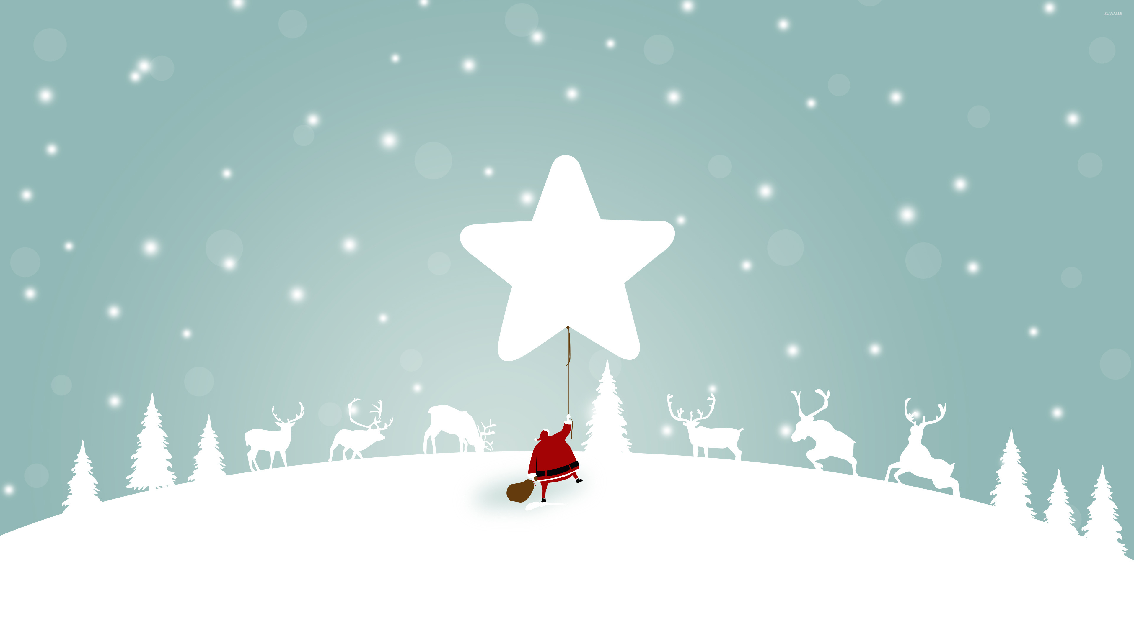 Santa Claus deers, Cute Christmas Wallpaper, 3840x2160 4K Desktop