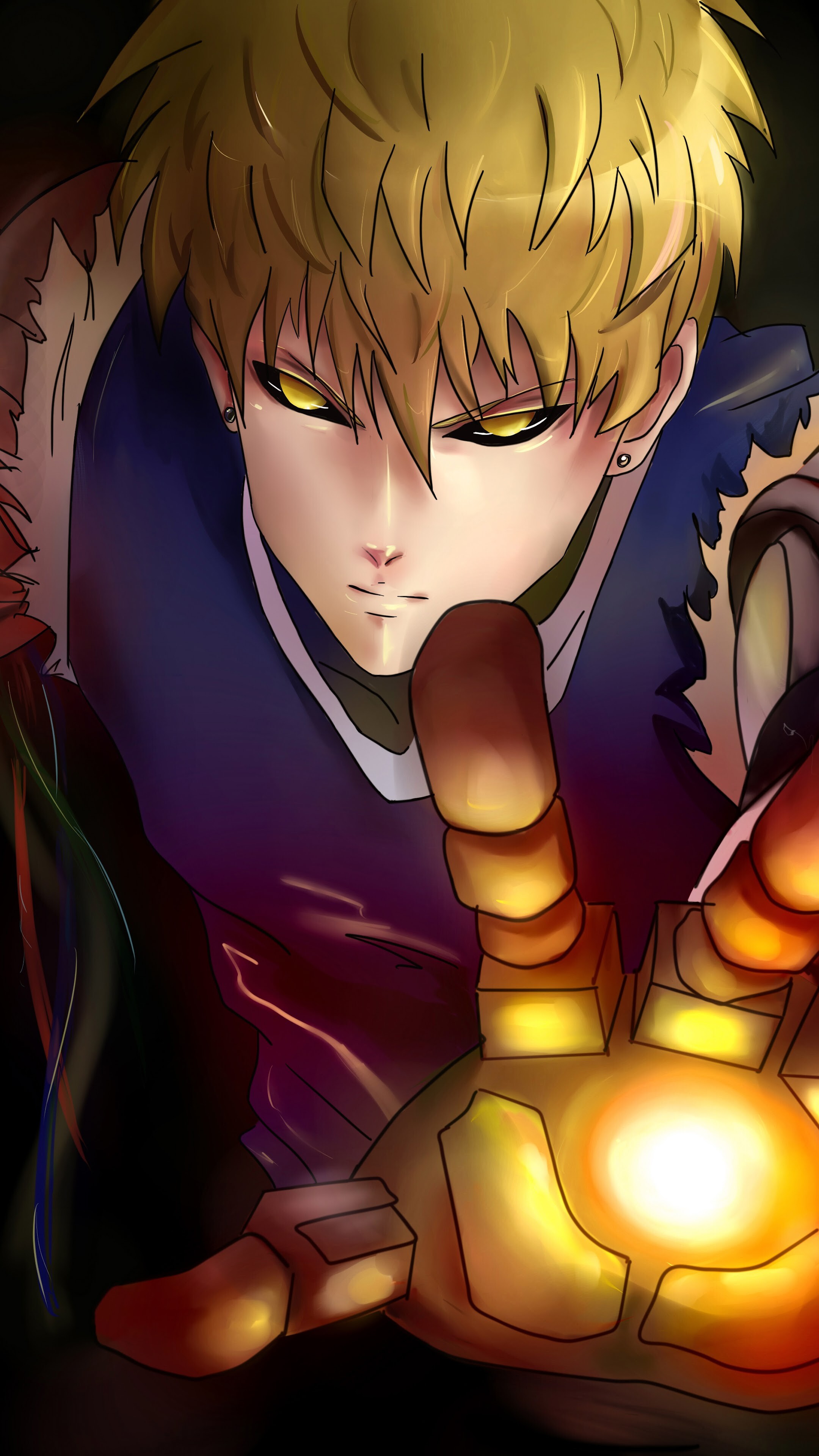 Genos, One Punch Man, iPhone, 4K wallpaper, 2160x3840 4K Phone