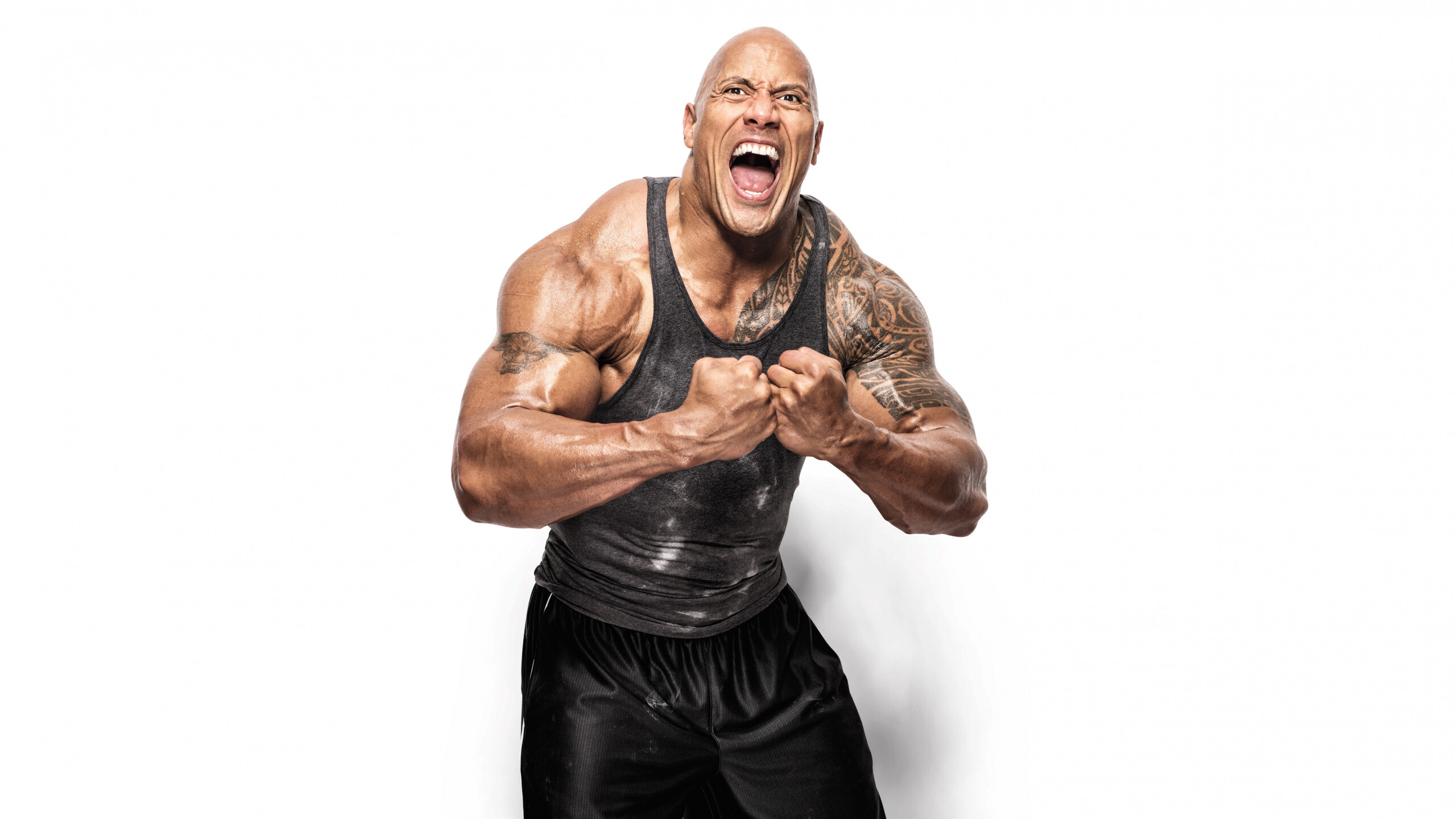 Dwayne Johnson, Actor wallpaper, Tattooed physique, Dual wide-screen, 2560x1440 HD Desktop