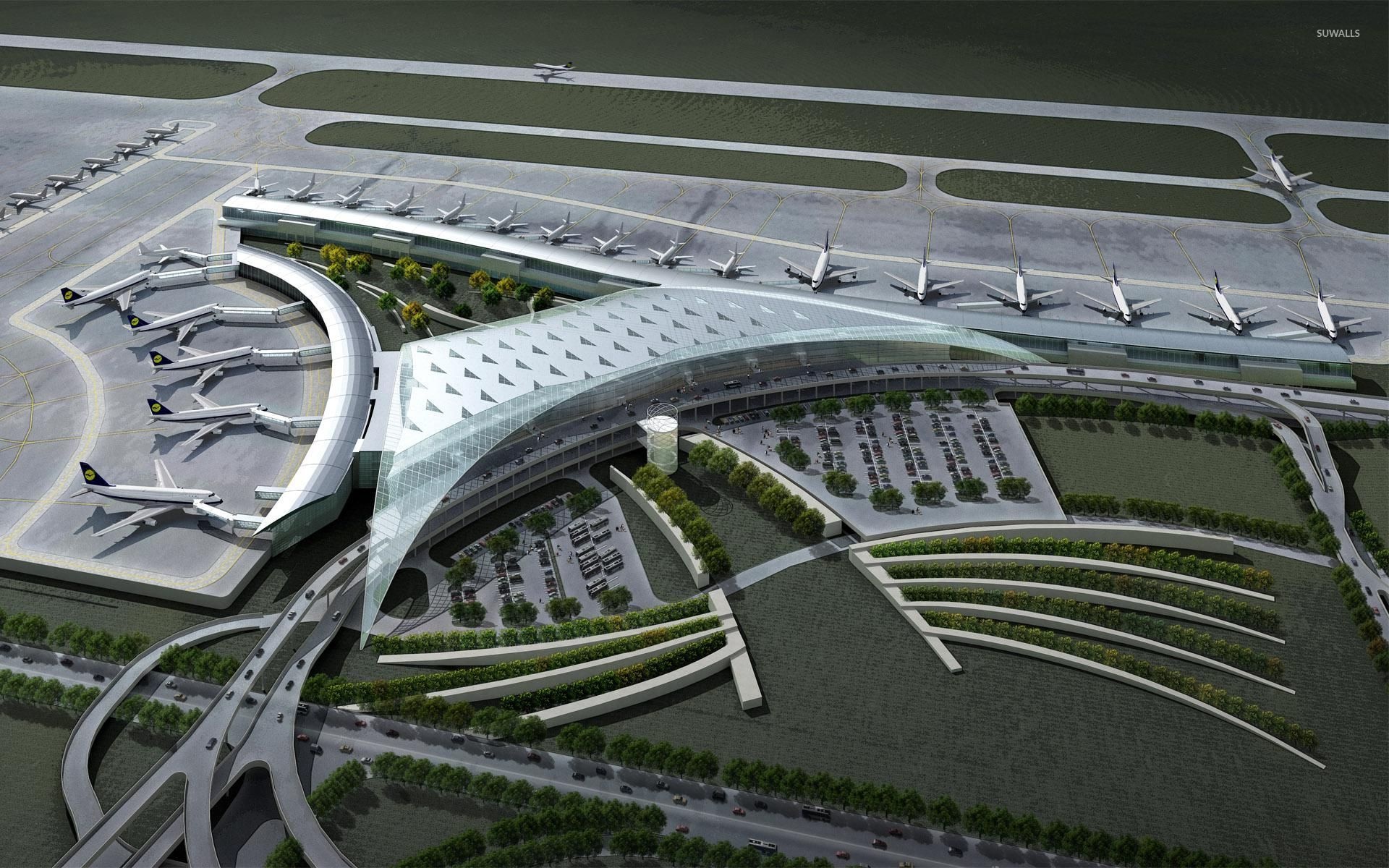 Airport 2 wallpaper, Digital art wallpapers, Futuristic airport, Urban landscape, 1920x1200 HD Desktop