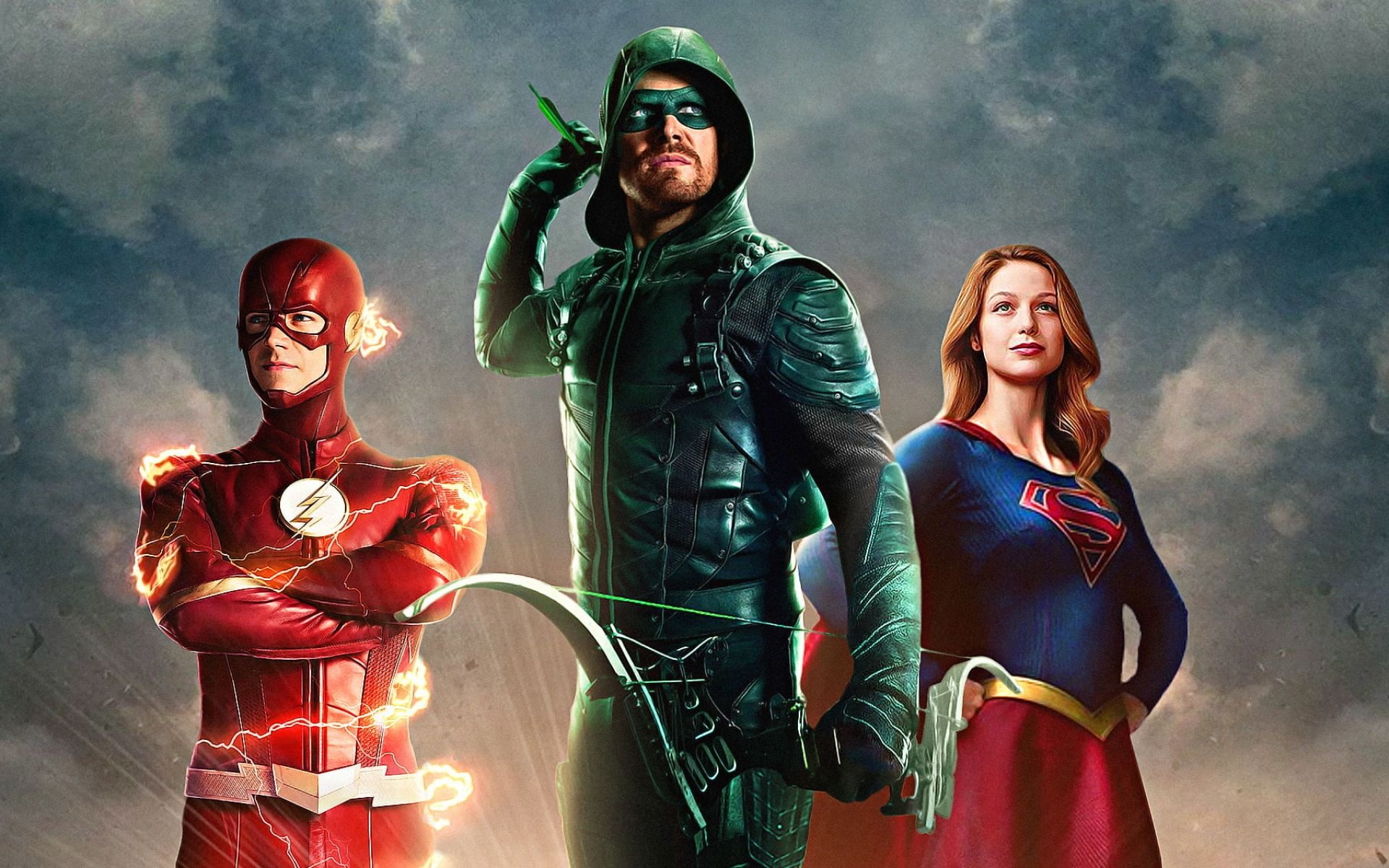 Green Arrow, Flash comics, Flash and Supergirl, Dynamic duo, 1920x1200 HD Desktop