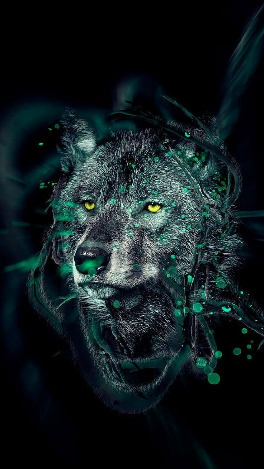 Digital art wolf, Surreal masterpiece, Technicolor dreams, Visual delight, 1080x1920 Full HD Phone