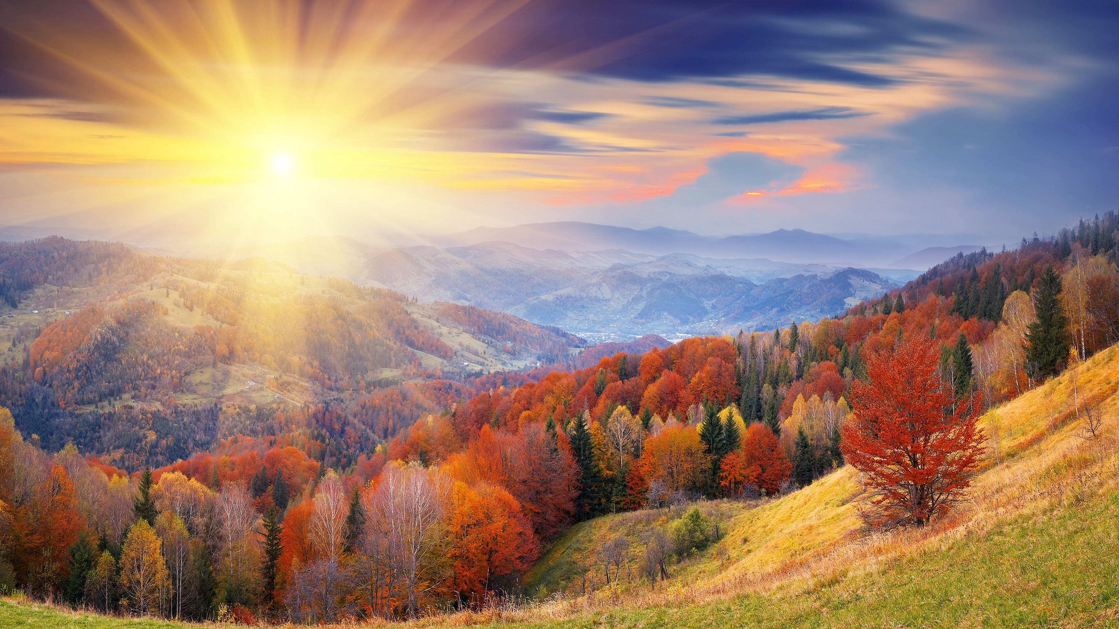 Sunrise, Autumn Wallpaper, 3840x2160 4K Desktop