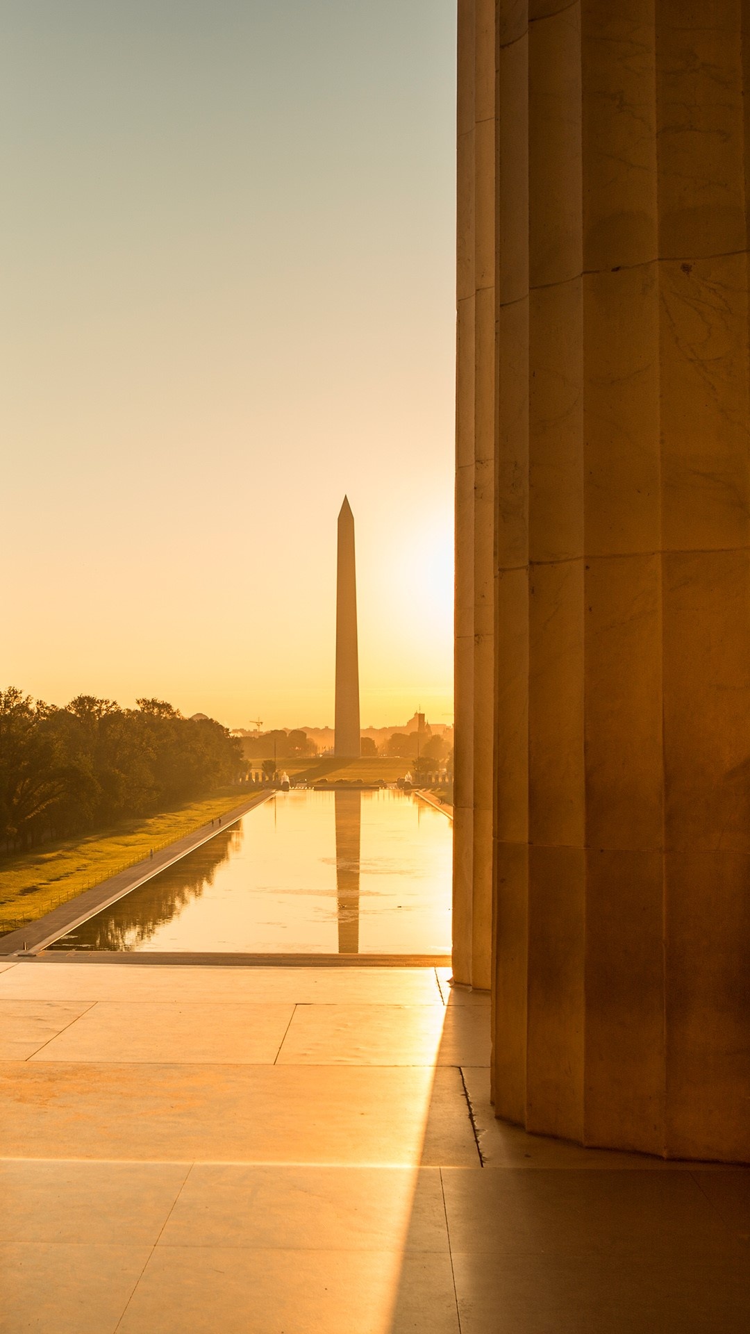 Lincoln Memorial, Monumental vista, Reflective pond, Iconic sight, 1080x1920 Full HD Phone