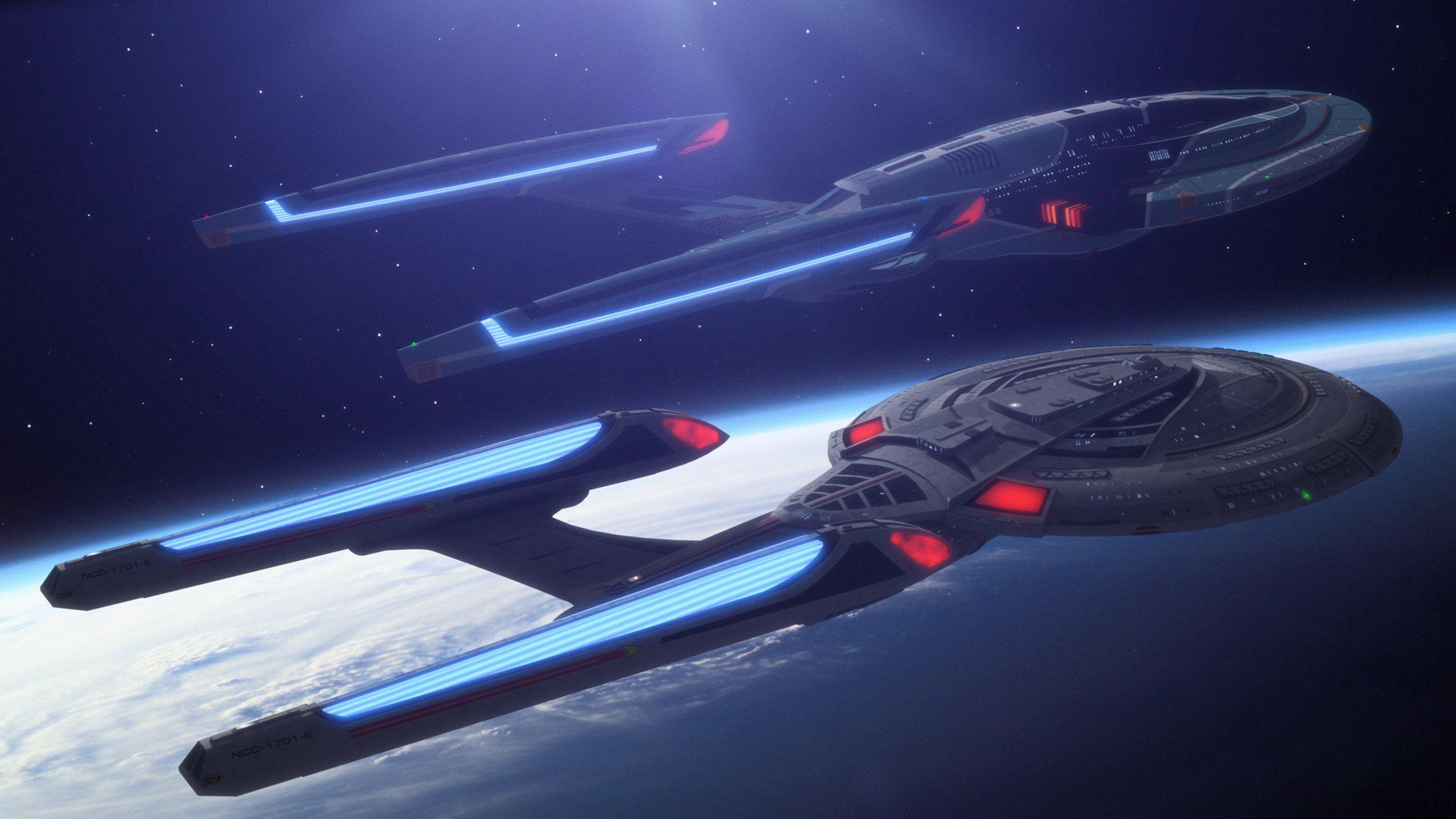 Star Trek starships, Awe-inspiring visuals, Iconic vessels, Deep space exploration, 2560x1440 HD Desktop