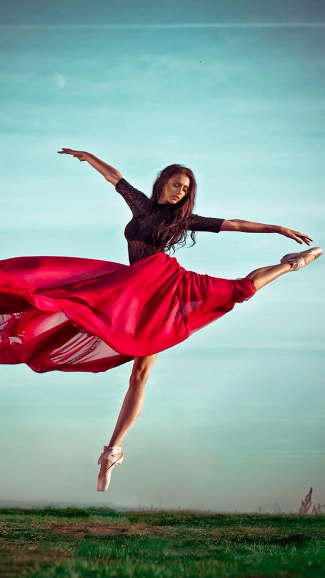 Ballet dancer in red, Dance photography, iPhone wallpaper, Graceful poses, 1080x1920 Full HD Phone