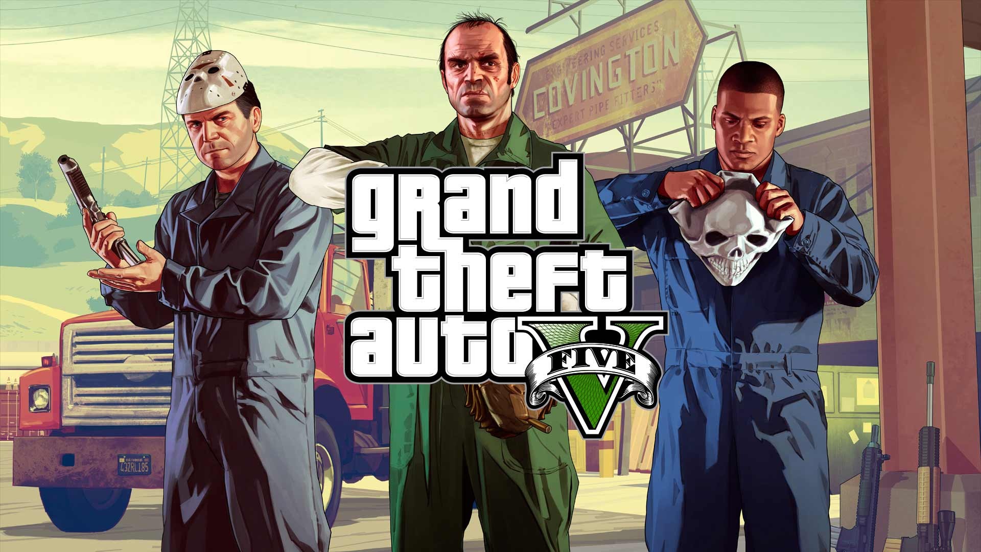 GTA V, Action-packed gameplay, Crime-ridden cityscape, High-speed chases, 1920x1080 Full HD Desktop