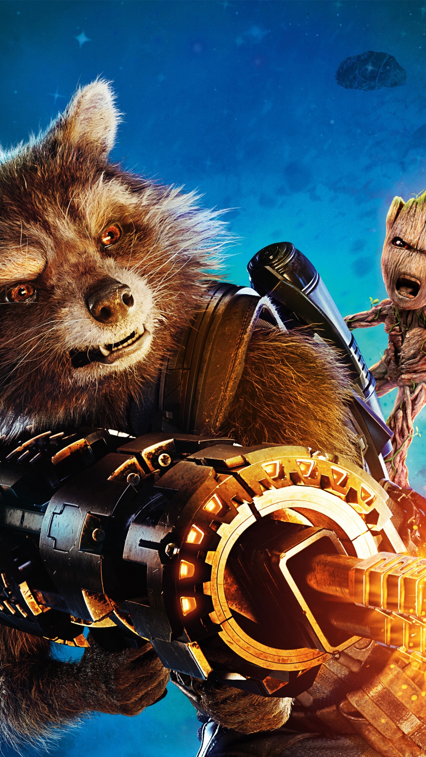 Baby Groot, Rocket Gun, Best movies, 1440x2560 HD Phone