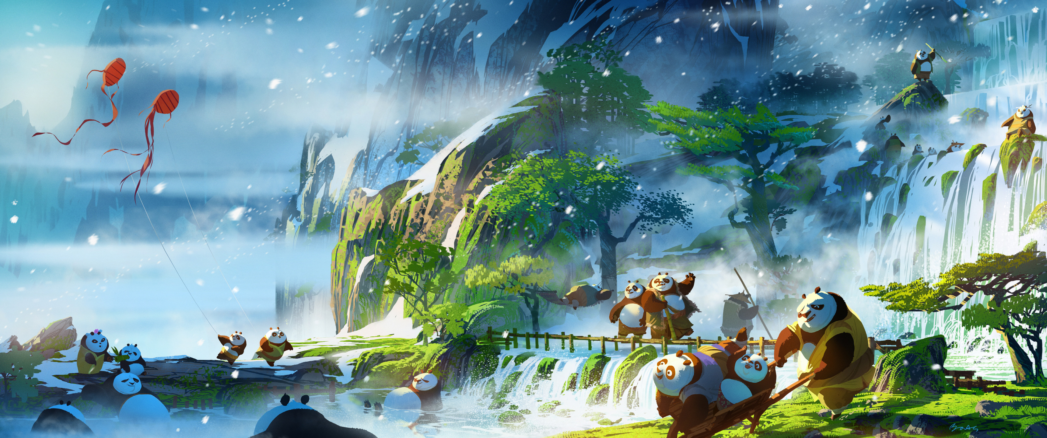 Kung Fu Panda, Animation, Movie, Wallpaper, 3440x1440 Dual Screen Desktop