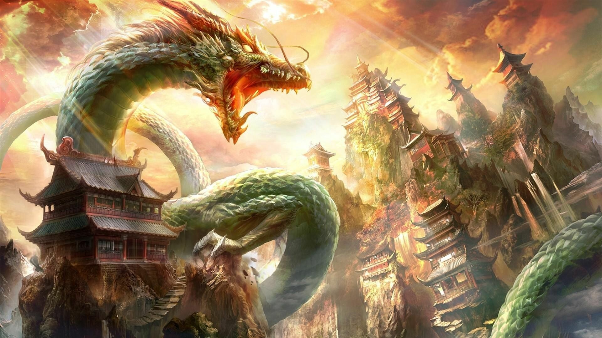 Cool dragons, Unique creatures, Captivating visuals, Vibrant colors, 1920x1080 Full HD Desktop