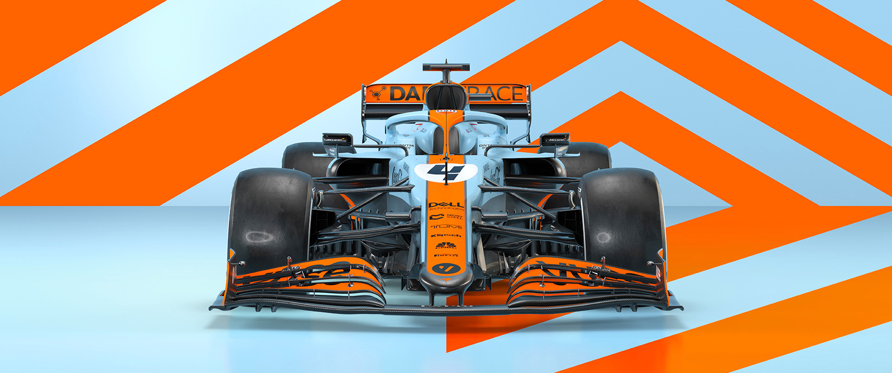 McLaren Gulf Livery, Formula 1 Wallpaper, 3440x1440 Dual Screen Desktop