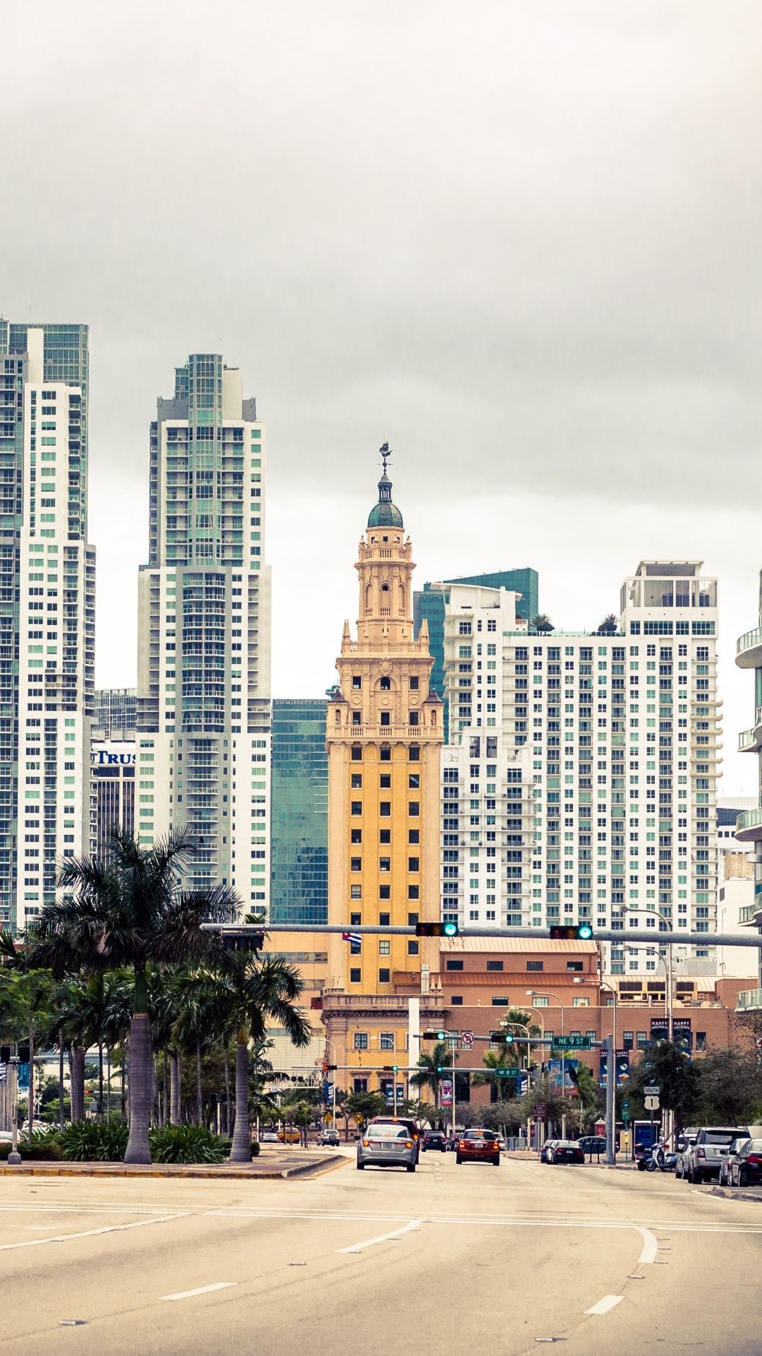 Florida skyline, Miami streets, Xperia Z1, Samsung Galaxy S, 1080x1920 Full HD Phone