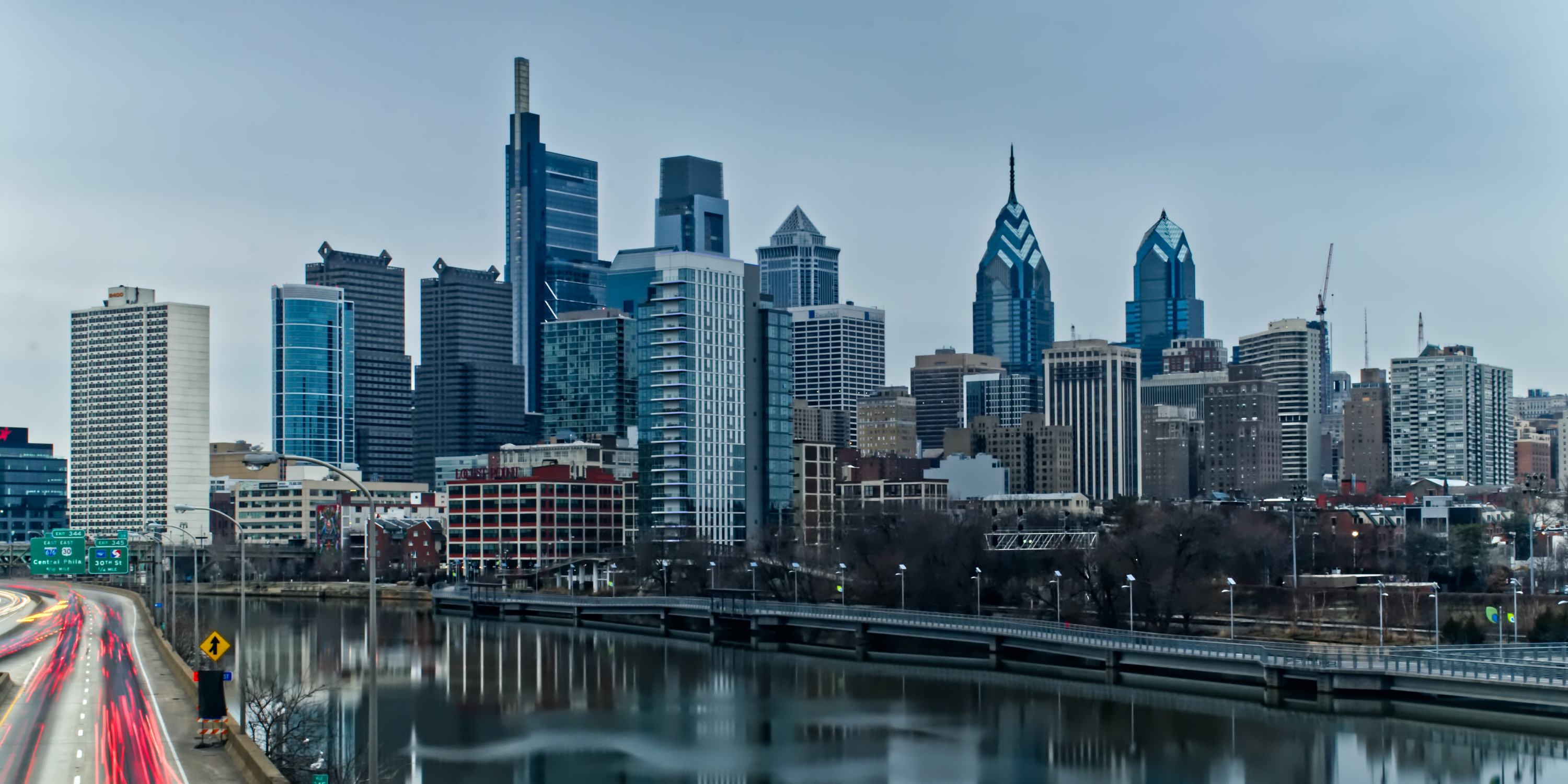 Philadelphia Skyline, Travels, Apartments, Rhino Blog, 3000x1500 Dual Screen Desktop