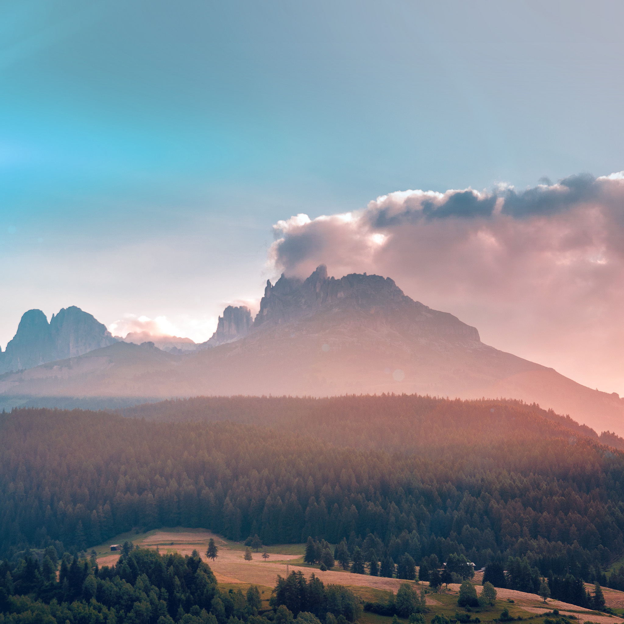 Summer mountain flare, Volcano wallpaper, Stunning nature, Mesmerizing scene, 2050x2050 HD Phone