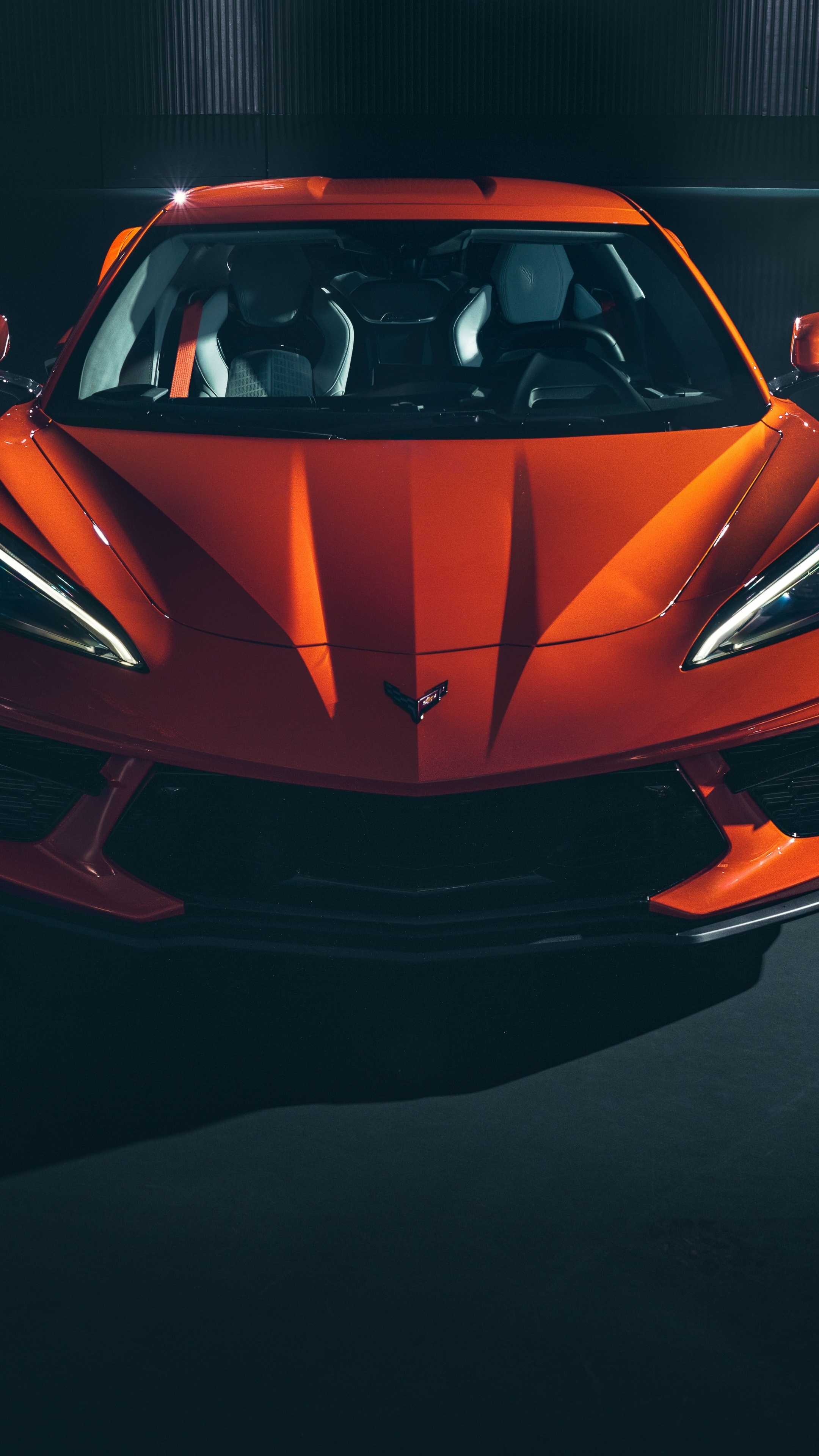 Stingray C8 Front View, Corvette Wallpaper, 2160x3840 4K Phone