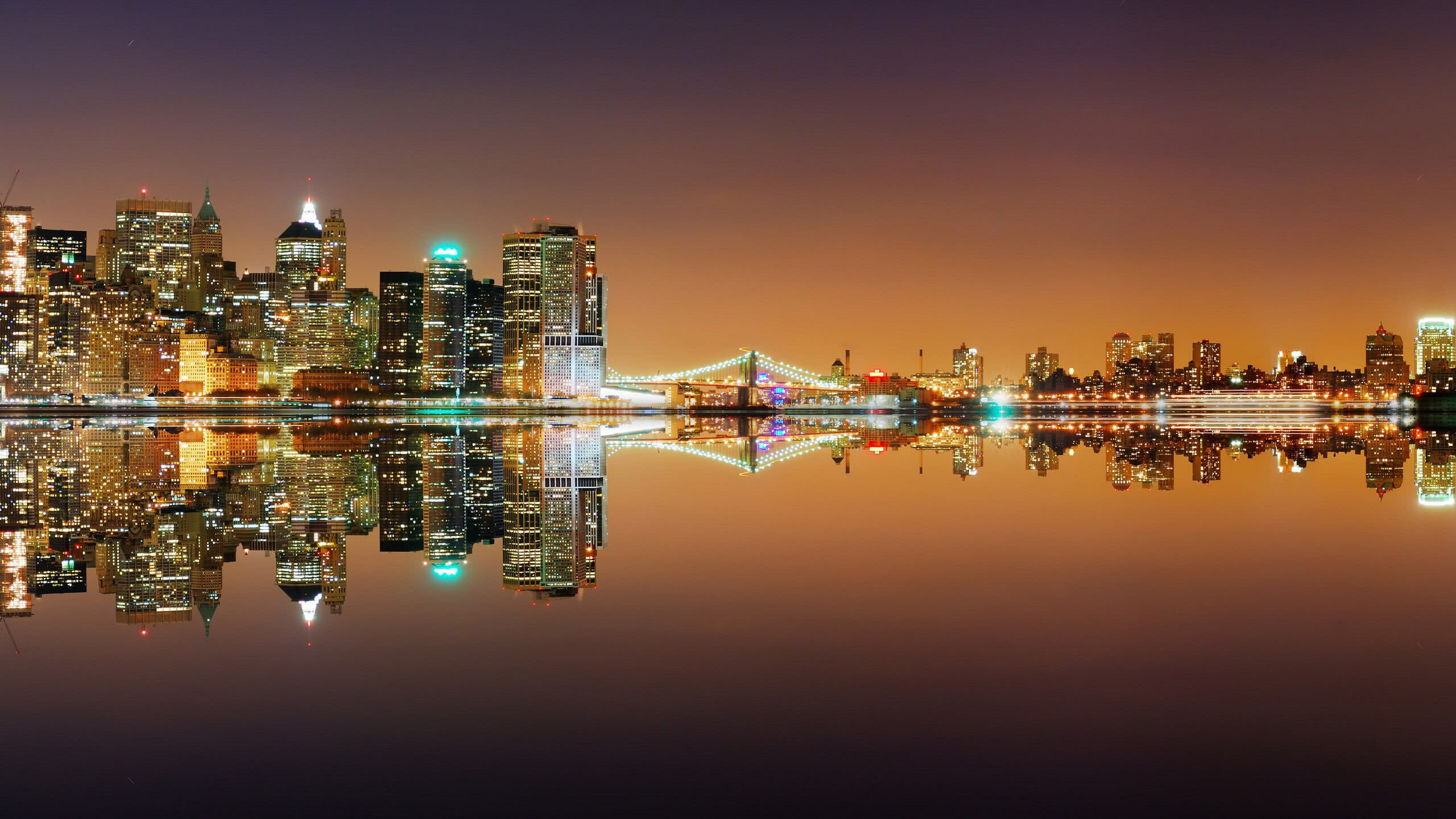 United States, NYC skyline at night, WQHD wallpaper, Vibrant city lights, 2560x1440 HD Desktop