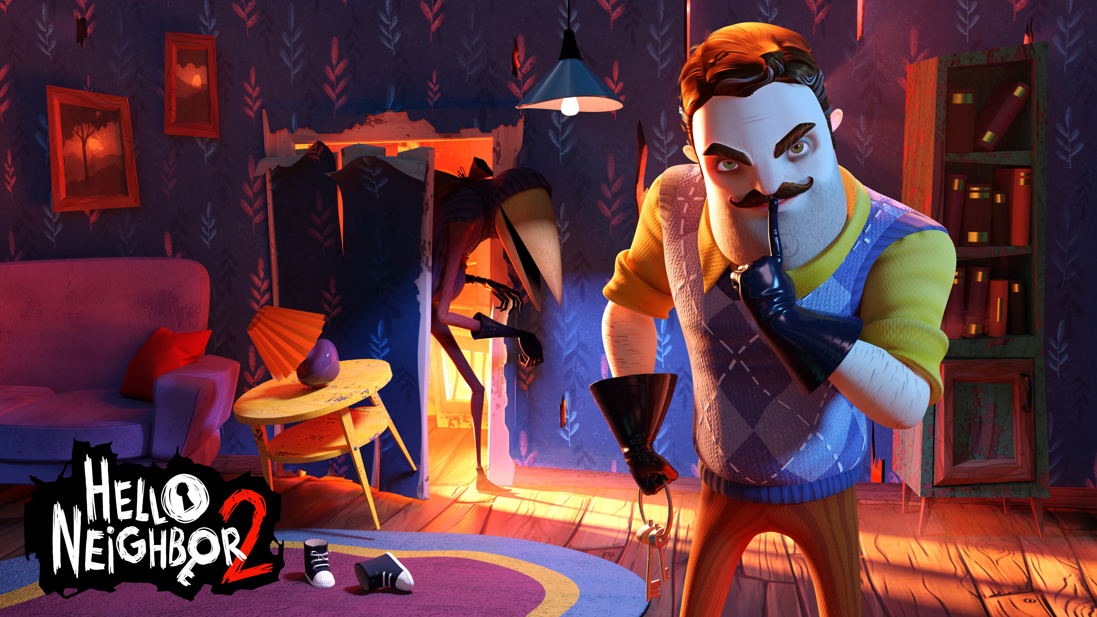 Hello Neighbor 2, Intriguing horror sequel, Fearful atmospheres, Dark secret, 3840x2160 4K Desktop