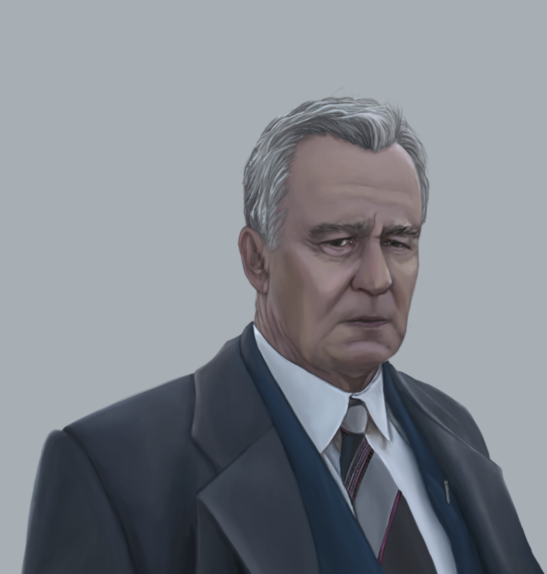 Realism studies Stellan Skarsgard, ArtStation showcase, Portrait painting techniques, Masterful artwork, 1920x2020 HD Phone