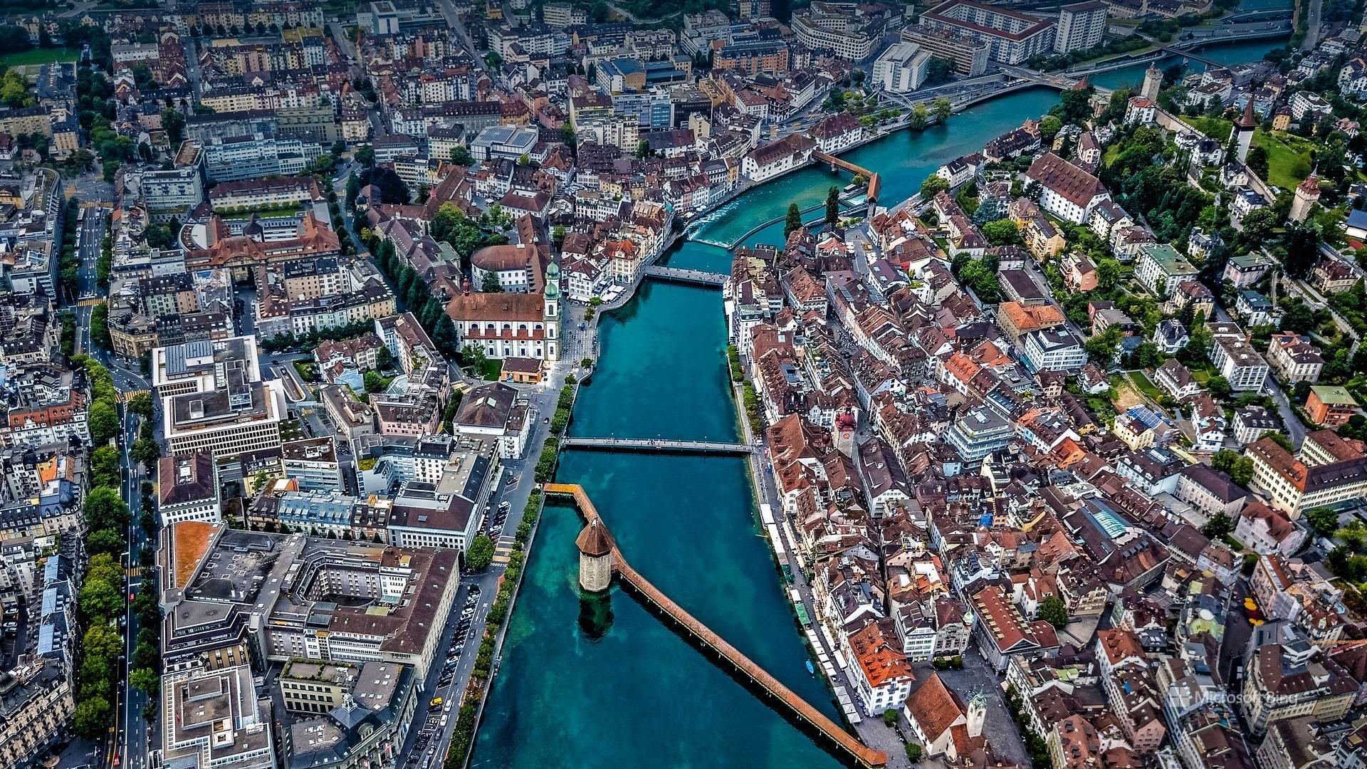 Kapellbrcke chapel bridge, Reuss Lucerne, Switzerland wallpaper, ID1254631, 1920x1080 Full HD Desktop