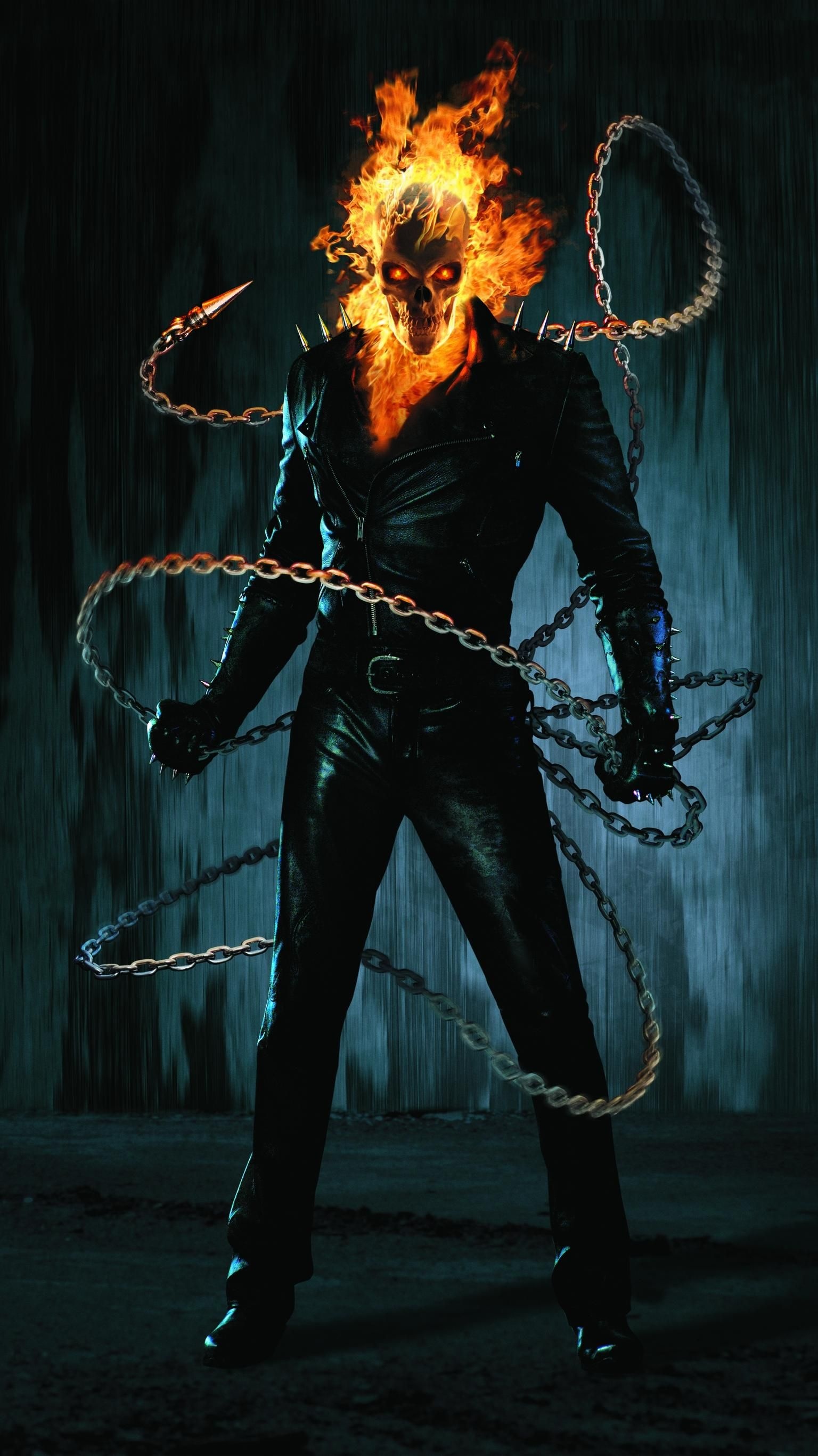 Ghost Rider (Movies), Movie wallpaper, Johnny Blaze transformation, Eerie aesthetics, 1540x2740 HD Phone