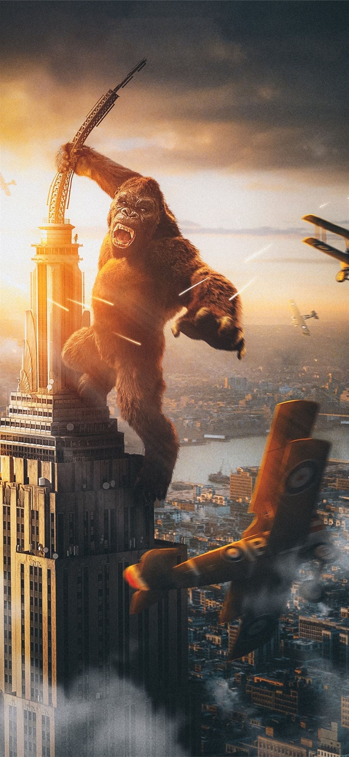 Godzilla vs Kong 2021, Epic battle, Exciting visuals, Massive destruction, 1130x2440 HD Phone