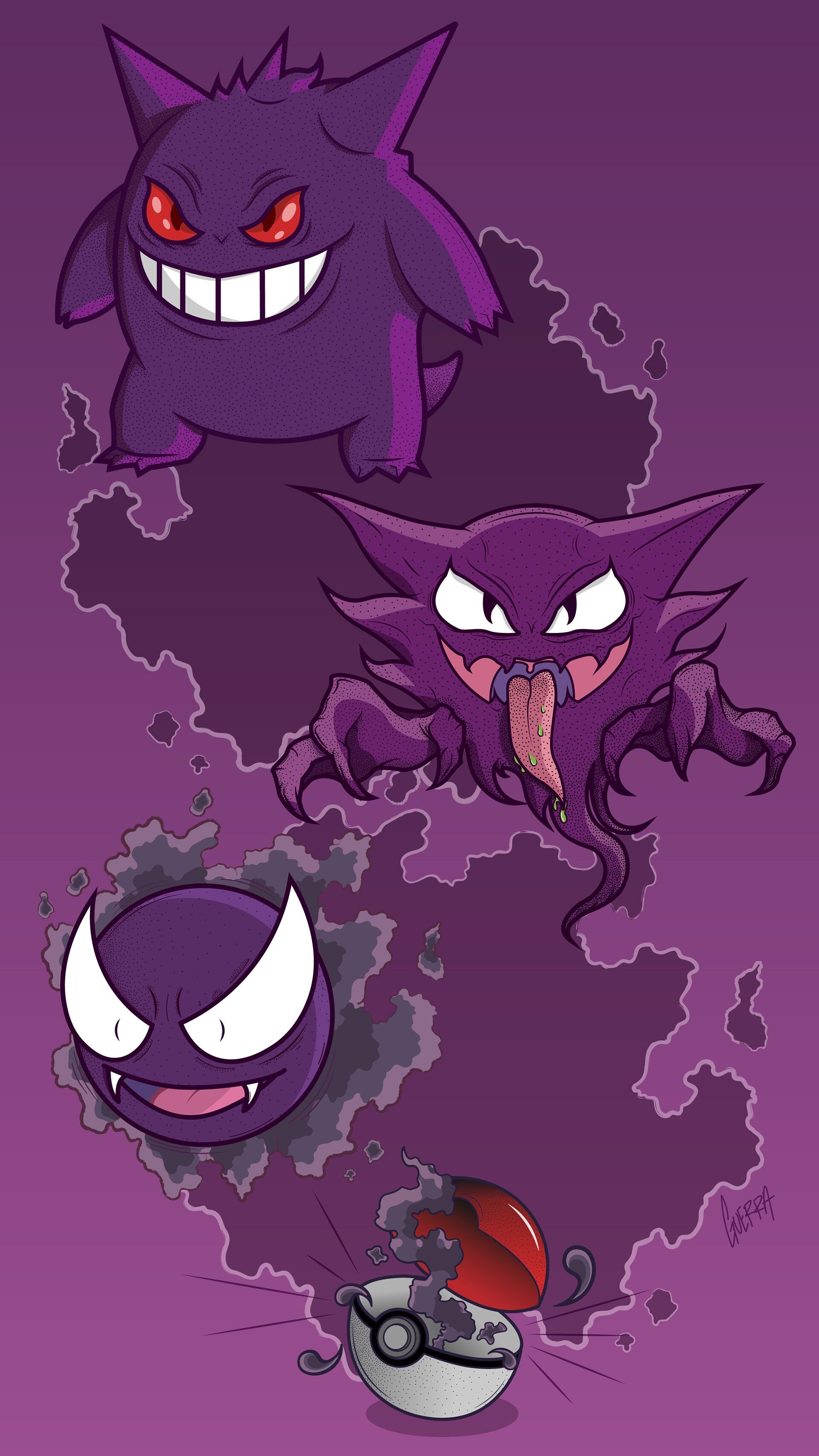 Gengar's evolution, Ghost Pokemon Wallpaper, 1920x3420 HD Phone