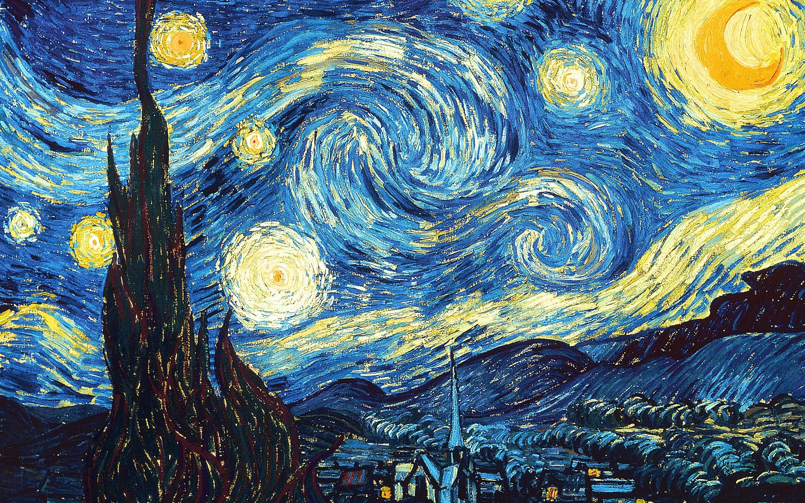 Starry night, Vincent van Gogh Wallpaper, 2560x1600 HD Desktop