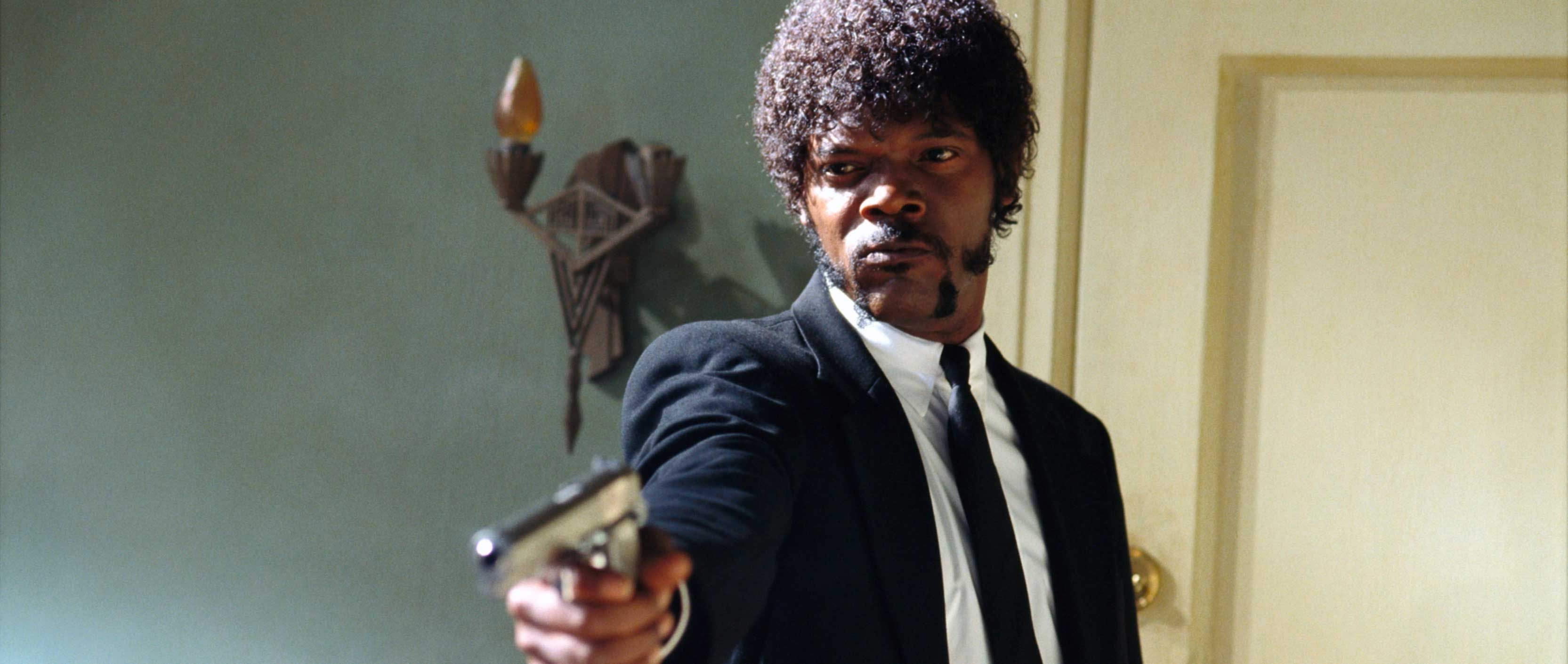 Samuel L. Jackson, Powerful on-screen presence, Blockbuster films, Pop culture icon, 3330x1410 Dual Screen Desktop