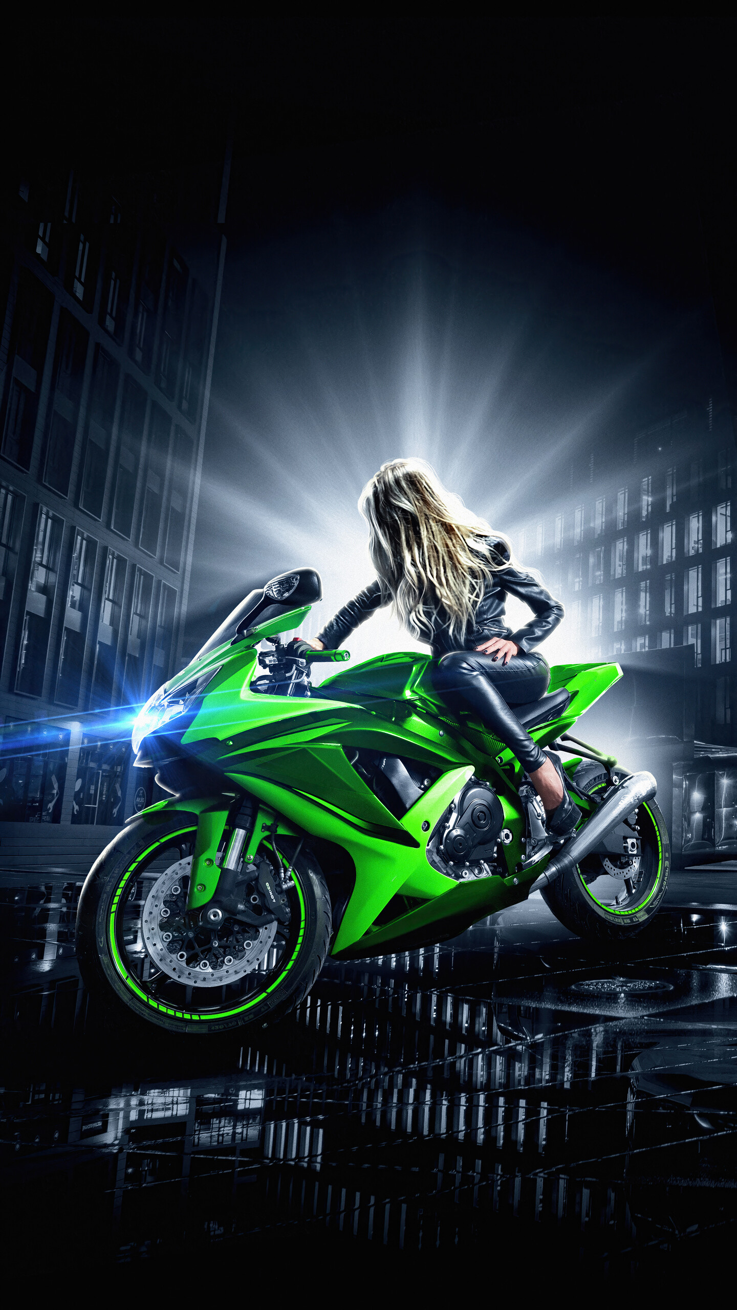 Blonde girl on bike, Samsung Galaxy S6, Google Pixel XL, Nexus 6, Motorcycle wallpapers, 1440x2560 HD Phone