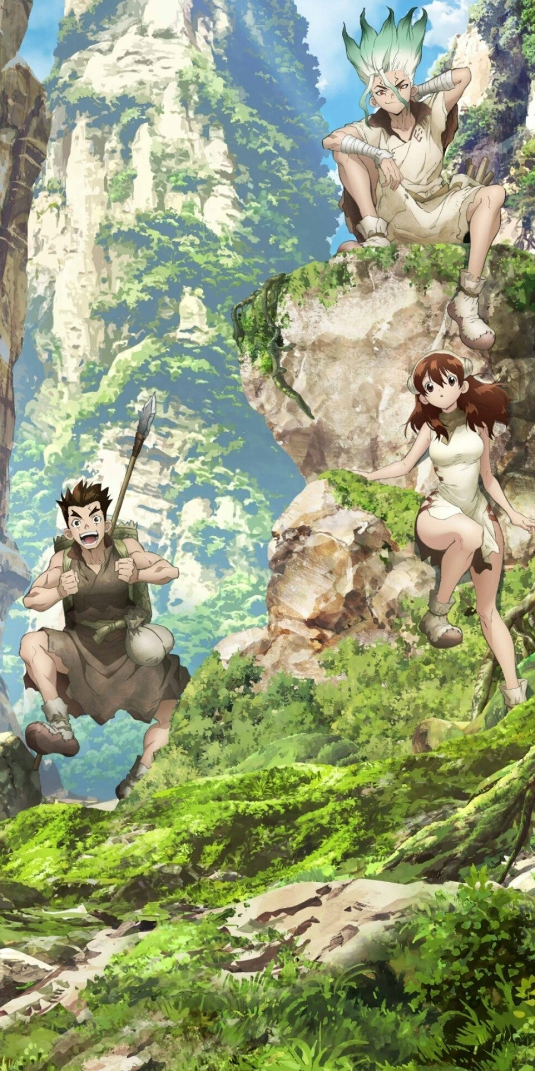 Dr.STONE Anime, Engaging storyline, Scientific discoveries, Post-apocalyptic adventure, 1080x2160 HD Phone