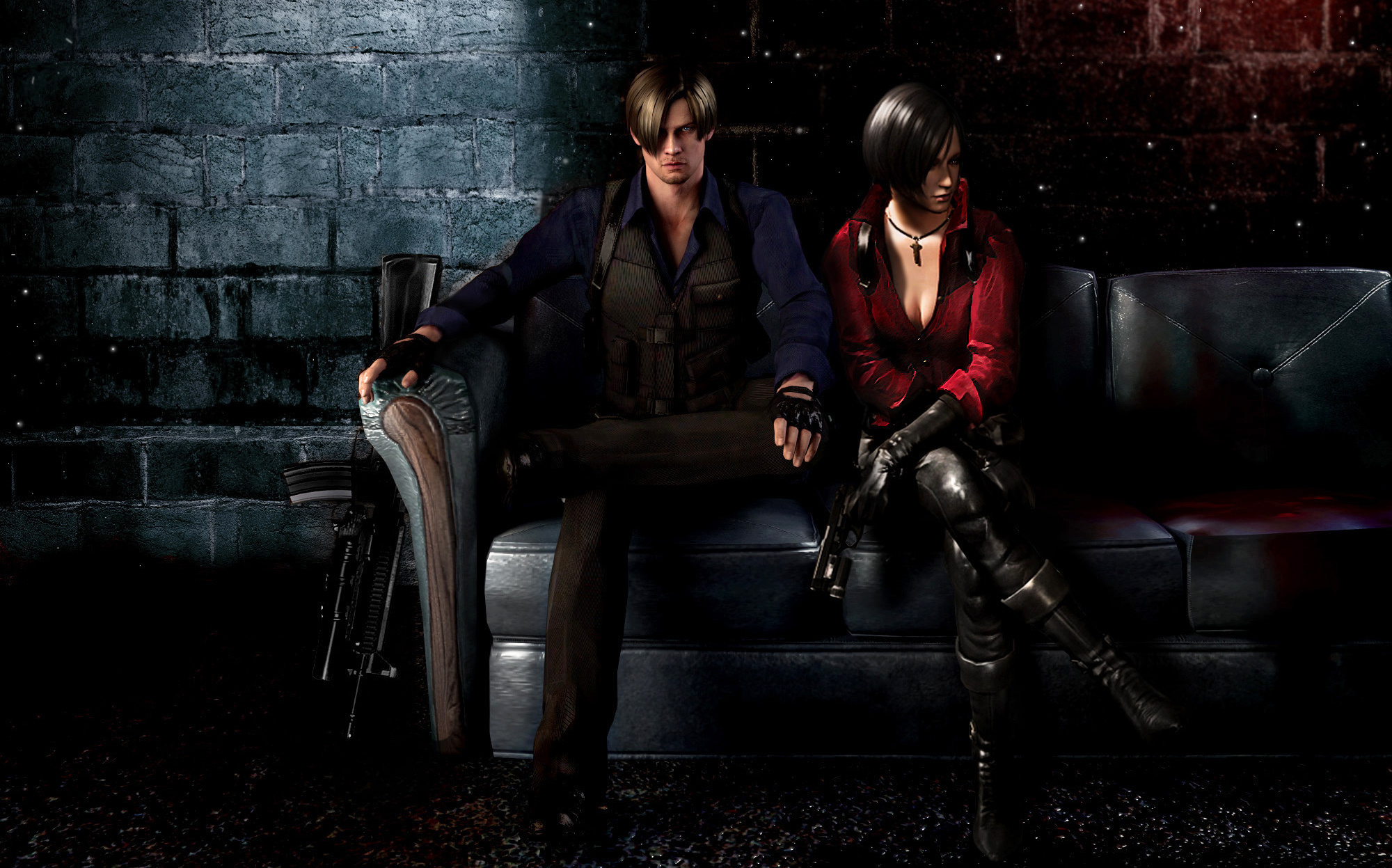 Leon S. Kennedy, Resident Evil 6, Ada Wong, Leon S. Kennedy, Sofa two games girls, 2000x1250 HD Desktop