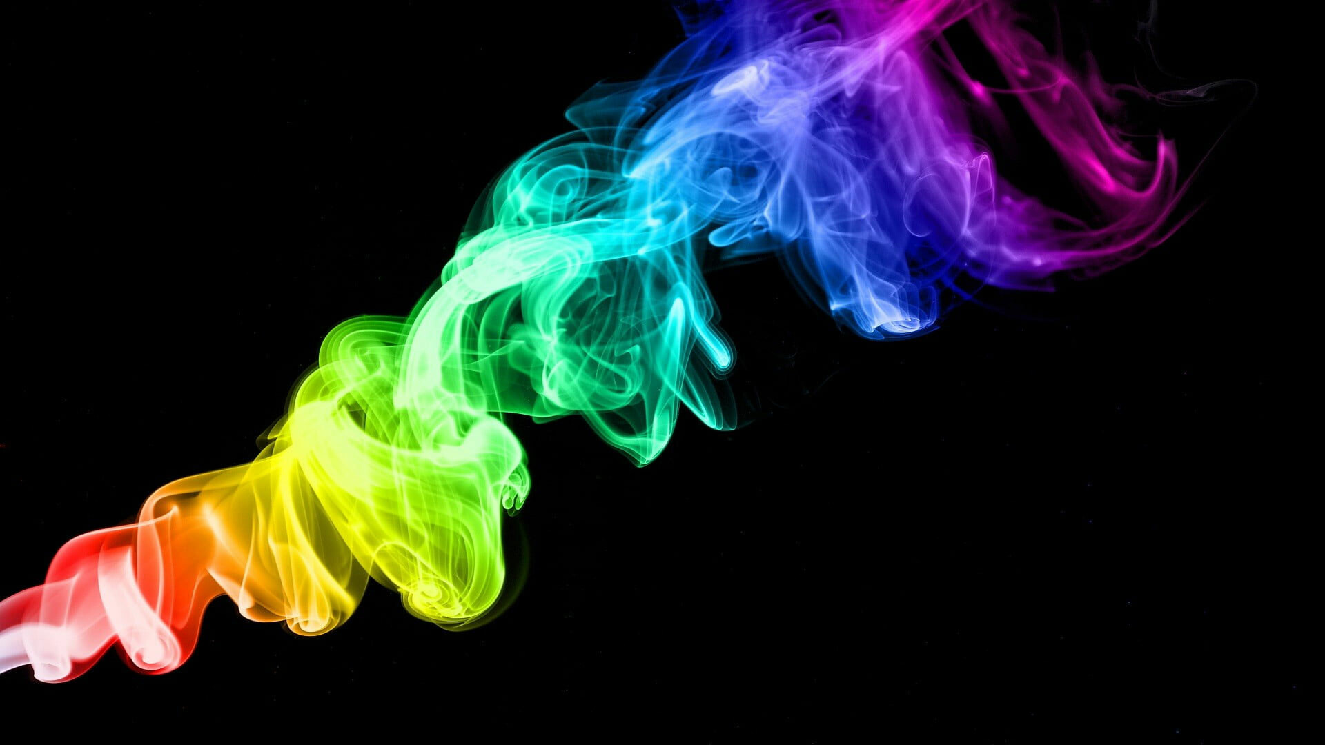 Rainbow color smoke, Black background, Abstract, 1920x1080 Full HD Desktop