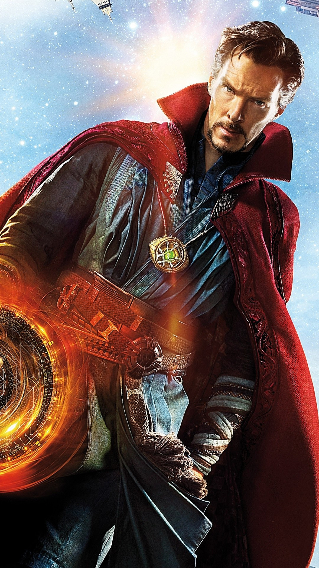 Doctor Strange, Benedict Cumberbatch, Cape, Cityscape, 1080x1920 Full HD Phone