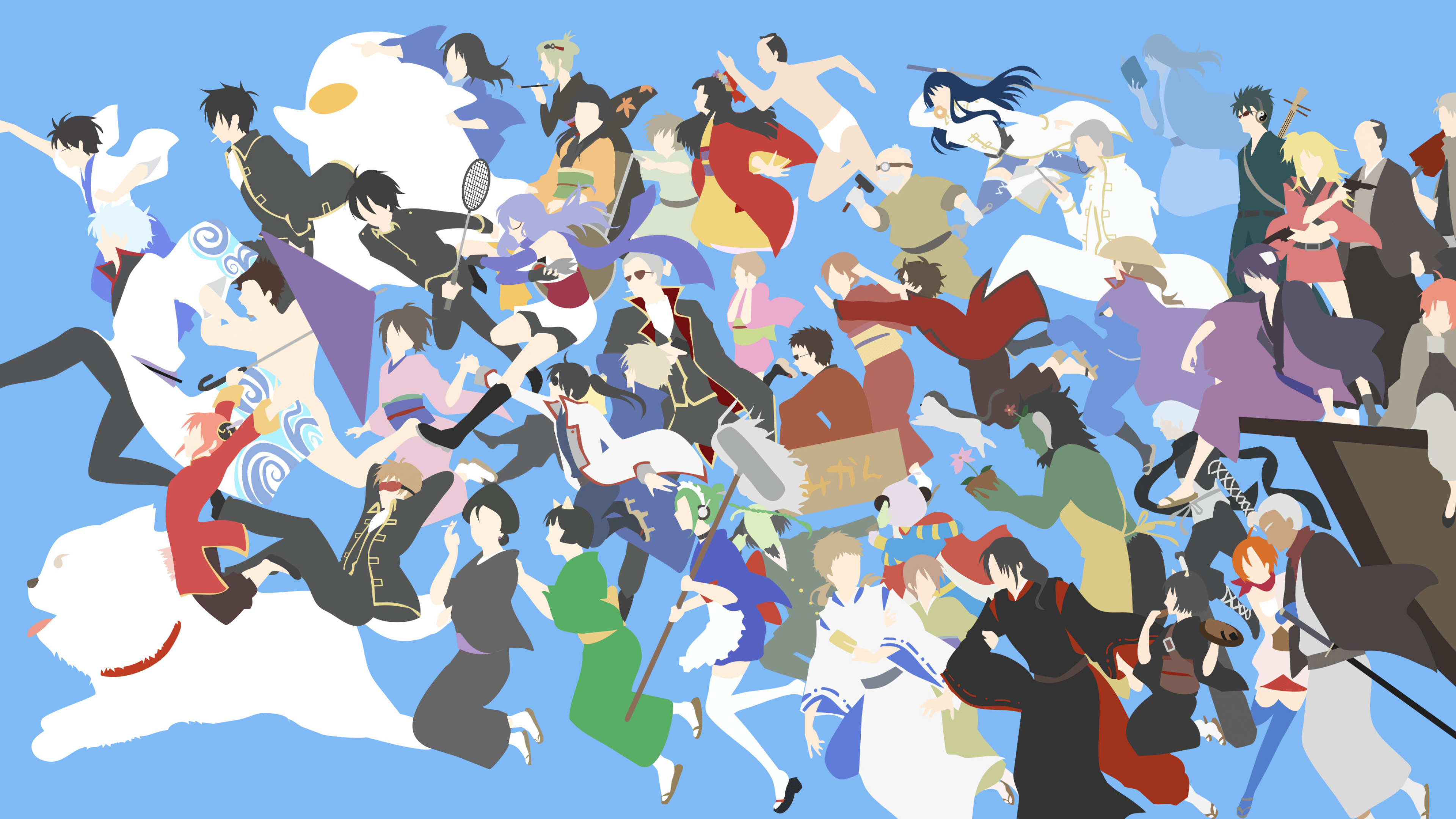 Gintama, Minimalist wallpapers, Aesthetic background, Anime, 3840x2160 4K Desktop