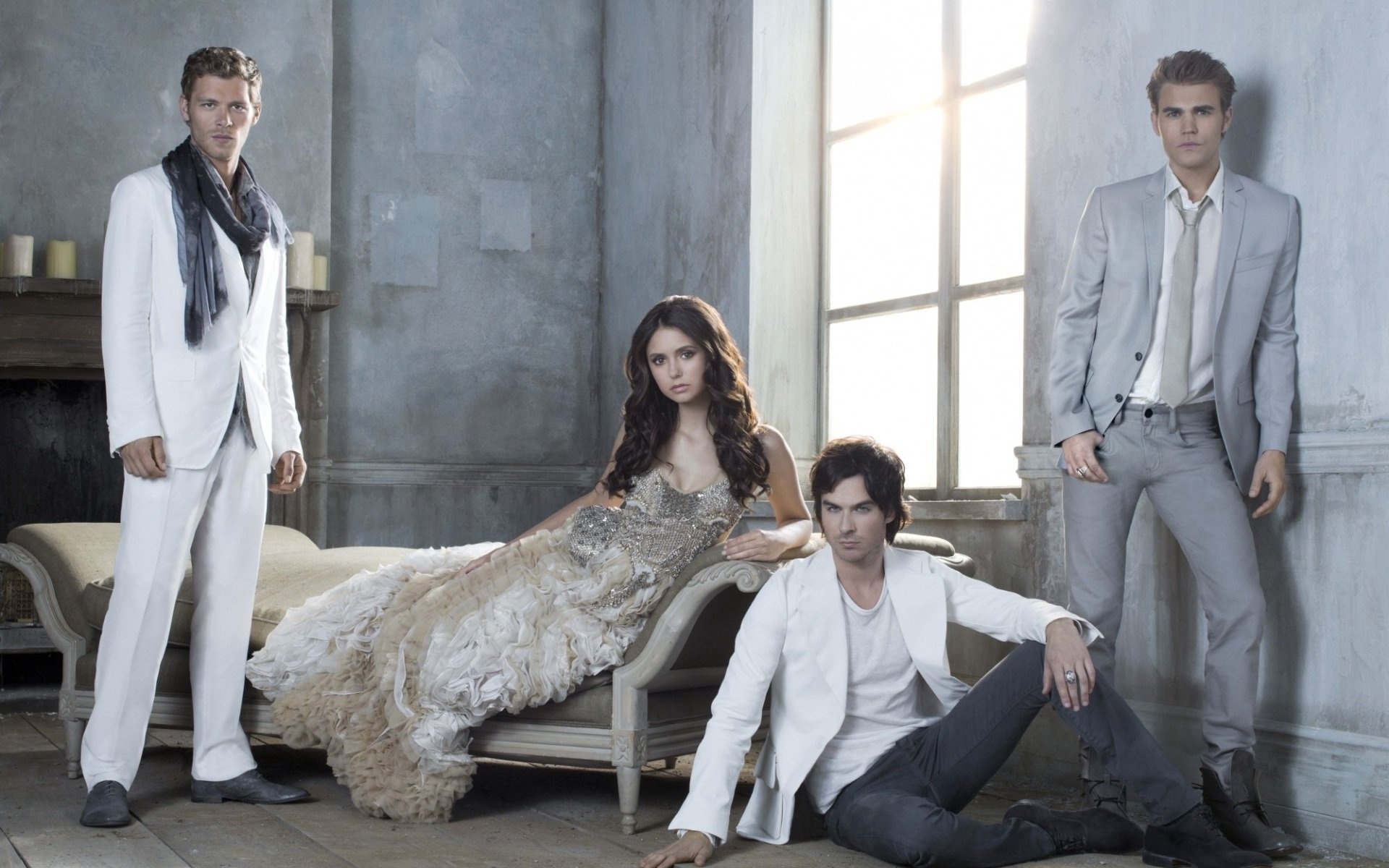 Ian Somerhalder, Nina Dobrev, Vampire Diaries, Cast wallpapers, 1920x1200 HD Desktop