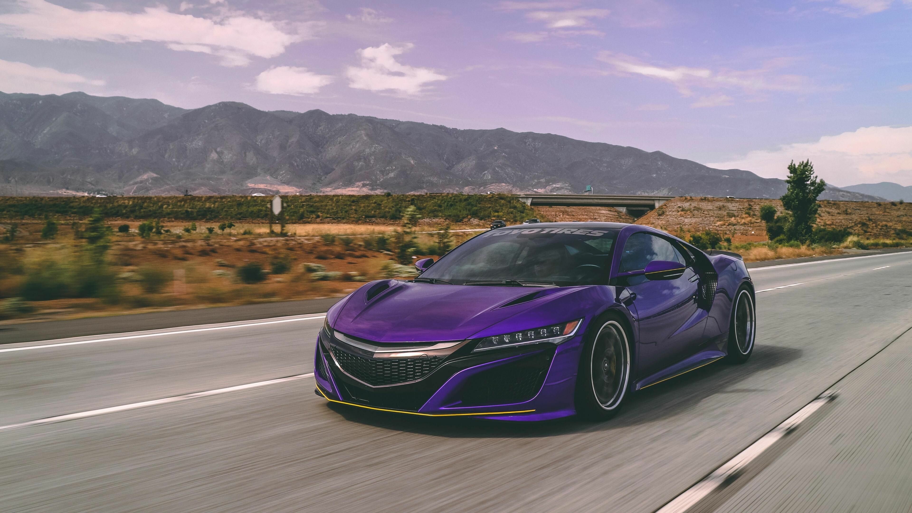 Acura NSX, Purple supercar, HD wallpaper, Automotive elegance, 3840x2160 4K Desktop