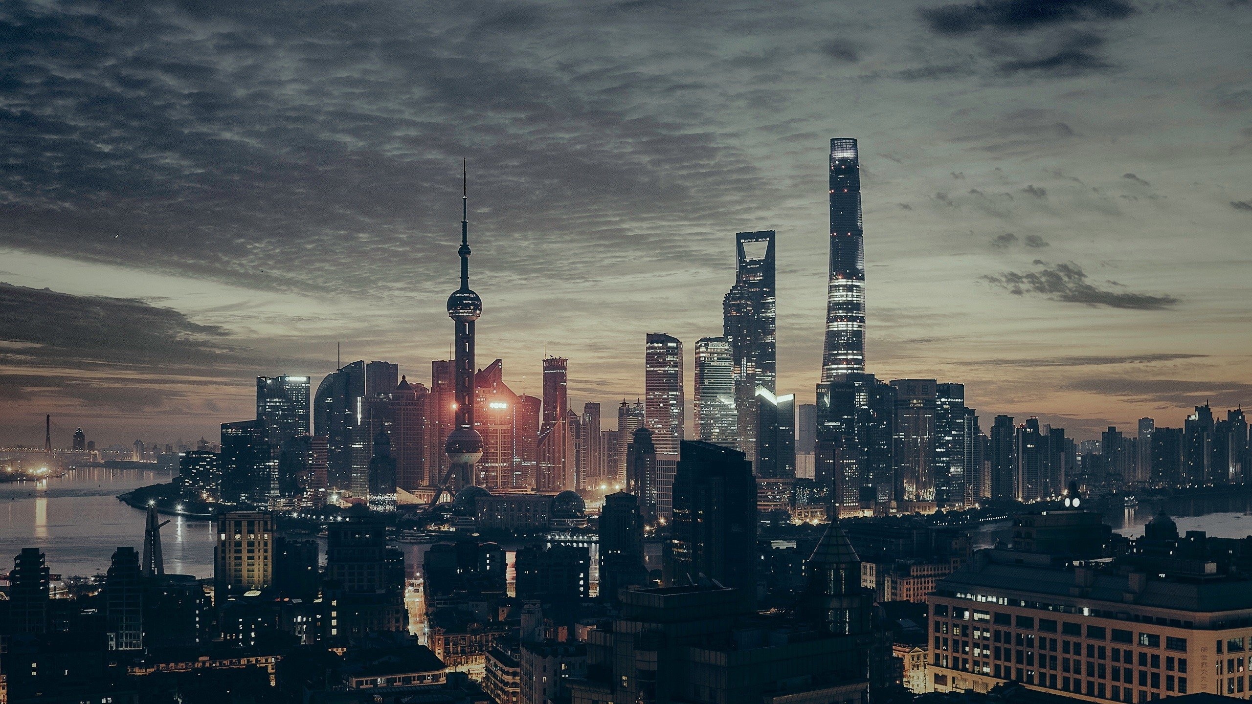 Cityscape filter, Evening photography, Shanghai wallpapers, HD, 2560x1440 HD Desktop