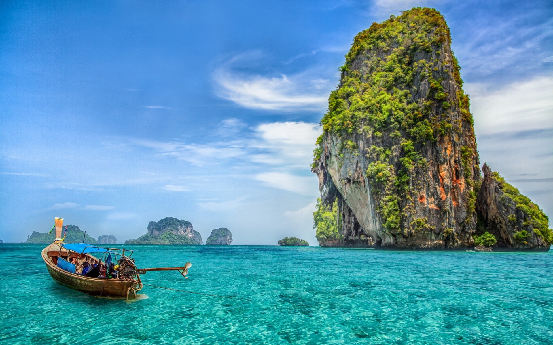 Tropical island, Summer travel, Thailand, Blue lagoon, 1920x1200 HD Desktop