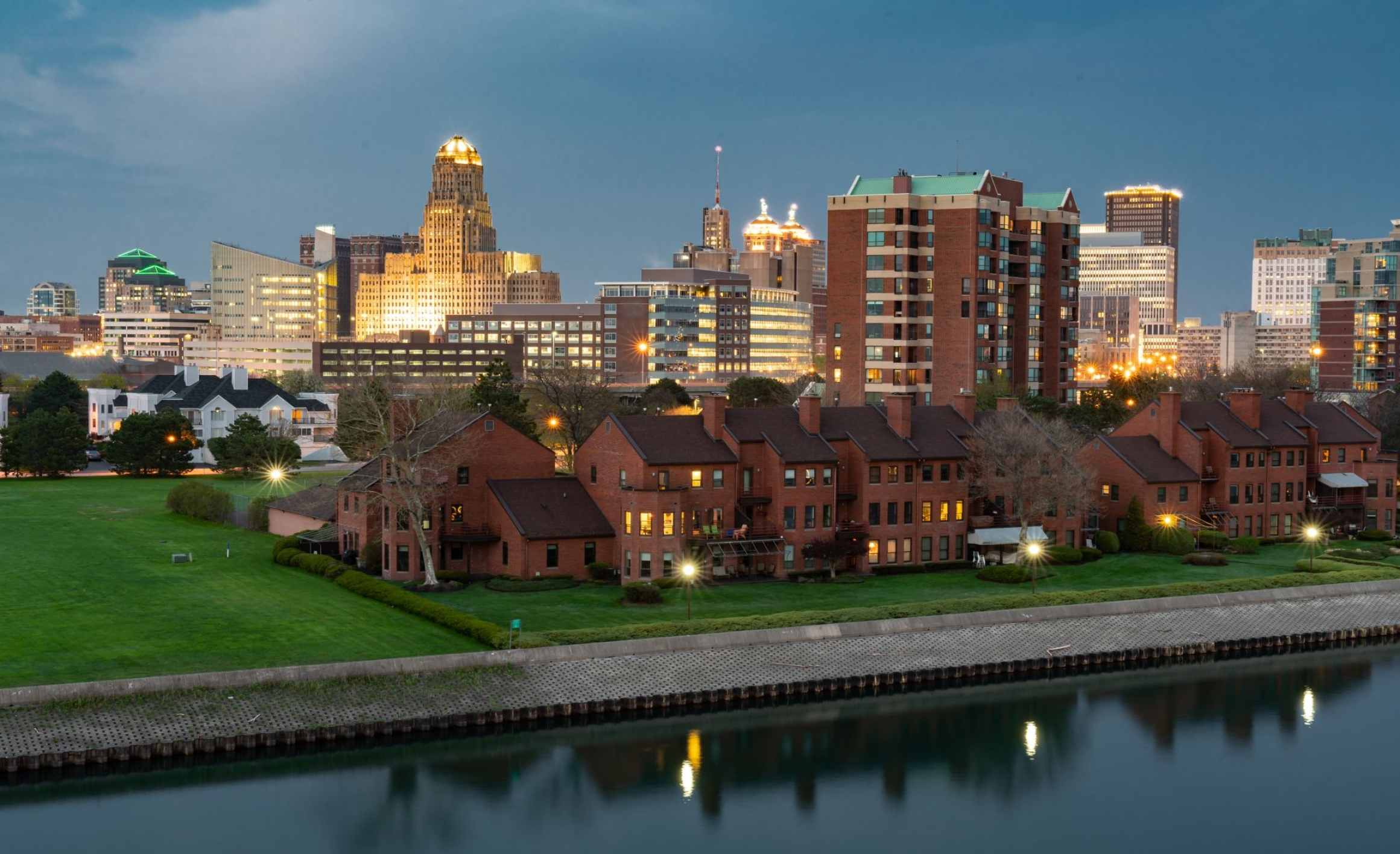 Buffalo skyline, USA travel, City skyline, Wall decal, 2330x1420 HD Desktop