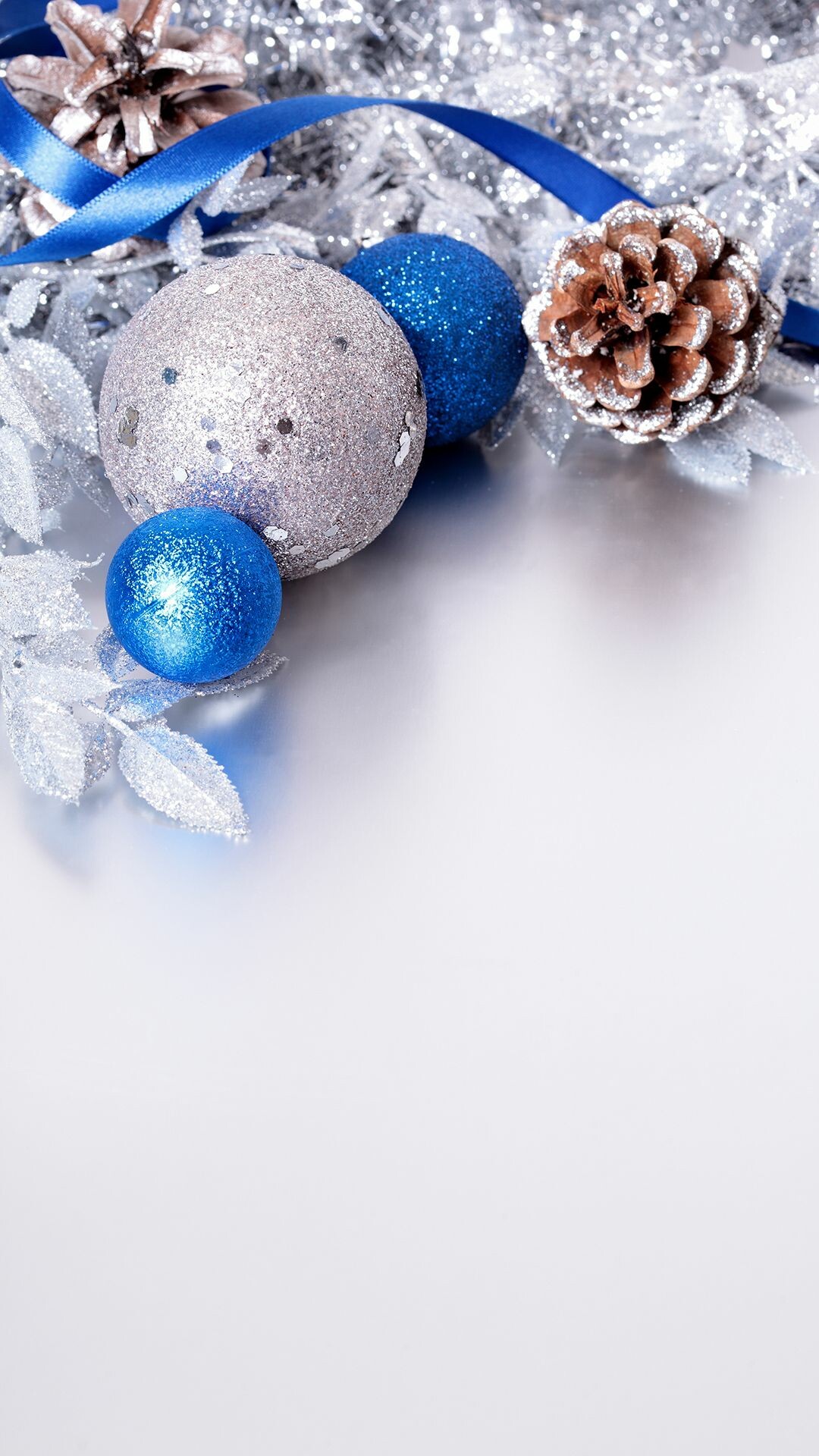 Blue and silver Christmas wallpapers, Festive beauty, Ornamental charm, Holiday decorations, 1080x1920 Full HD Phone