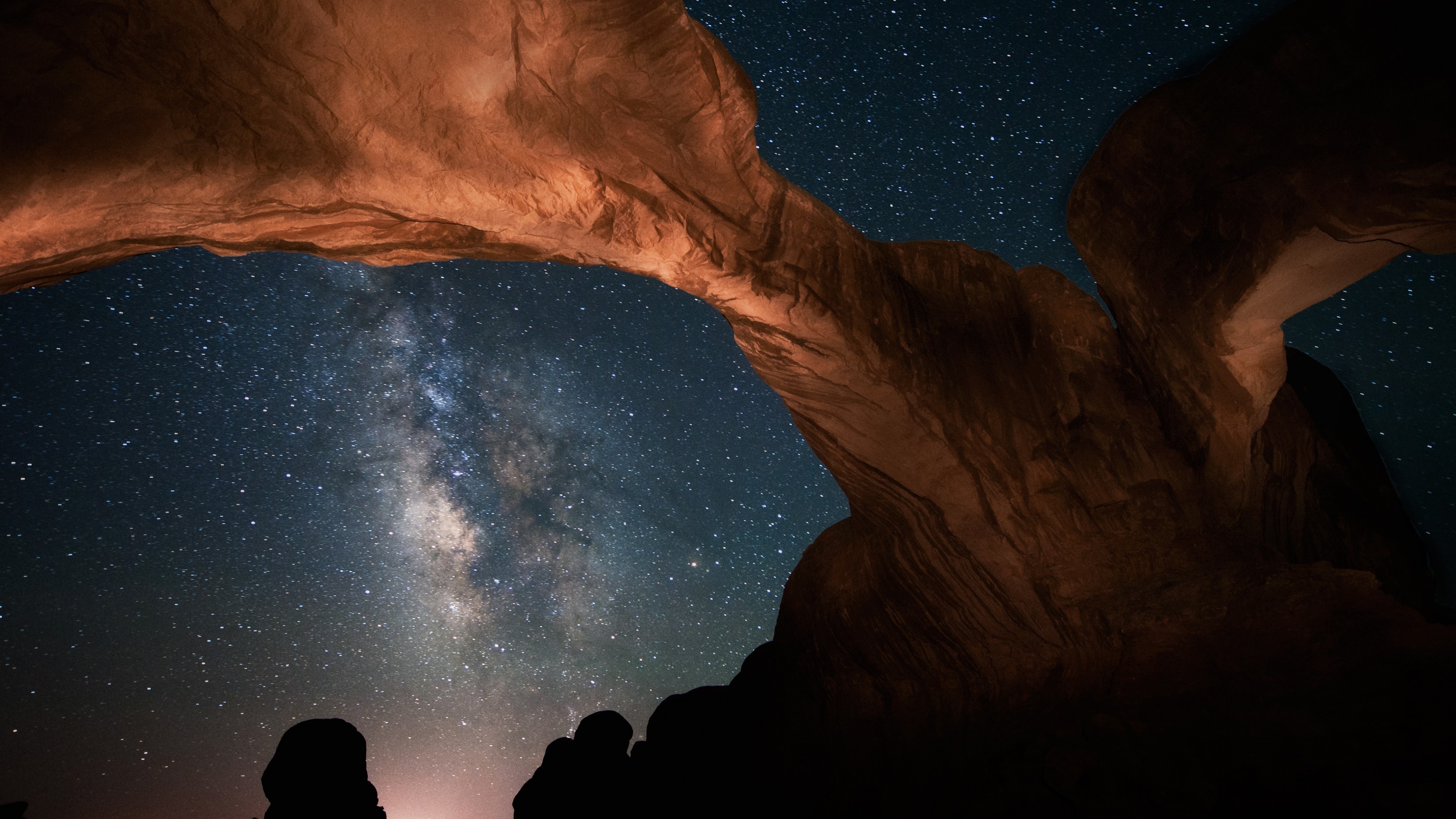 Night sky, Mountains, Sky, Stars, 3840x2160 4K Desktop