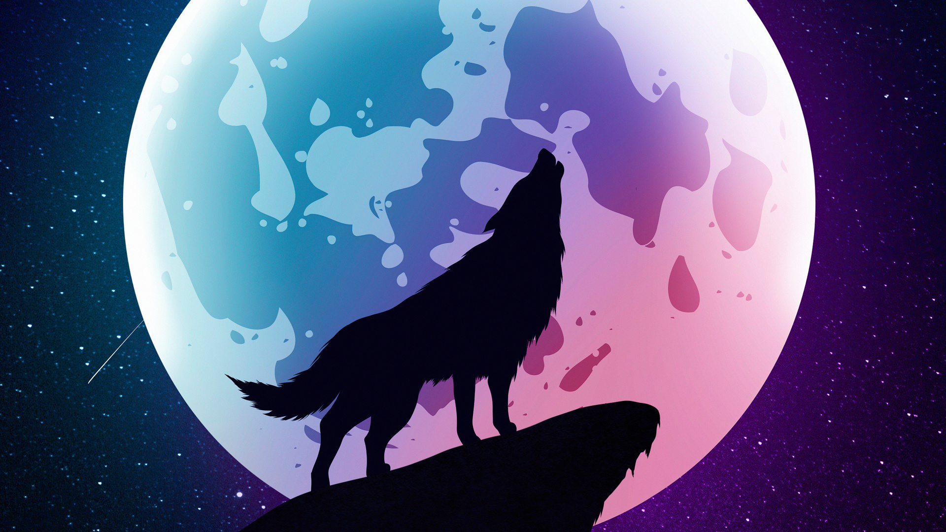 Howling Wolf, Night minimal, Laptop, Full HD, 1920x1080 Full HD Desktop