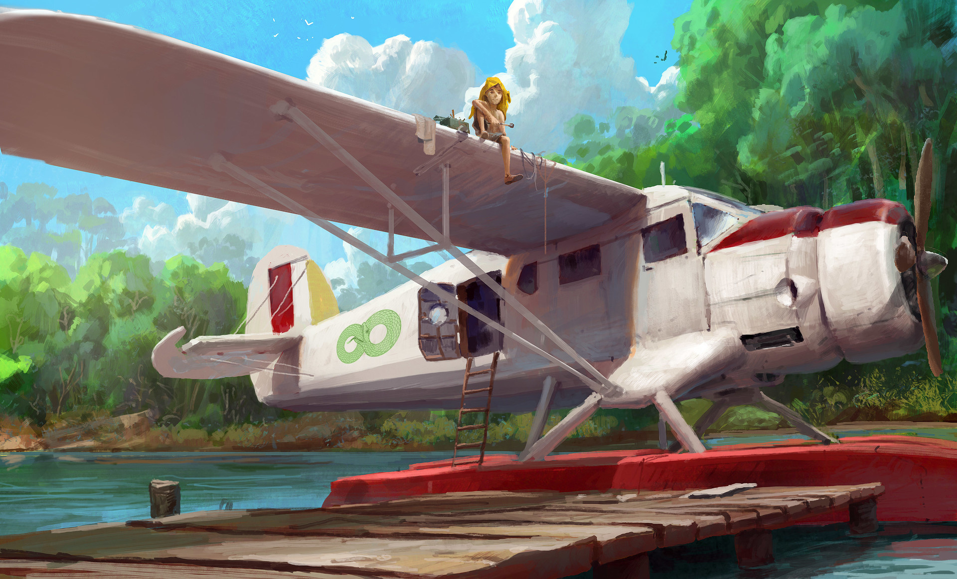 Seaplane art, Artstation, Creative talent, Kariba inspiration, 1920x1170 HD Desktop