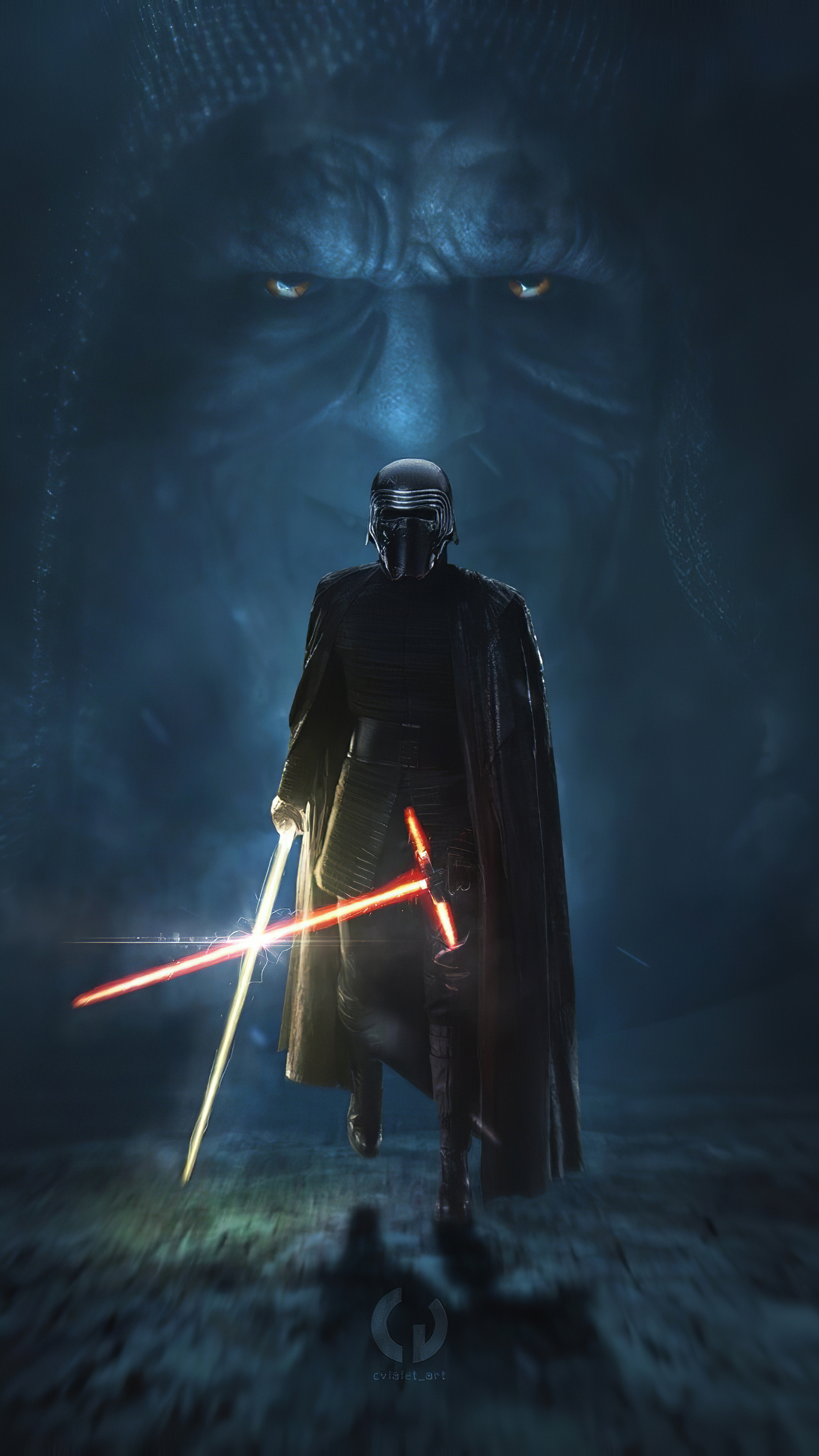 Kylo Ren, Golden Lightsaber, Sony Xperia, 2160x3840 4K Phone