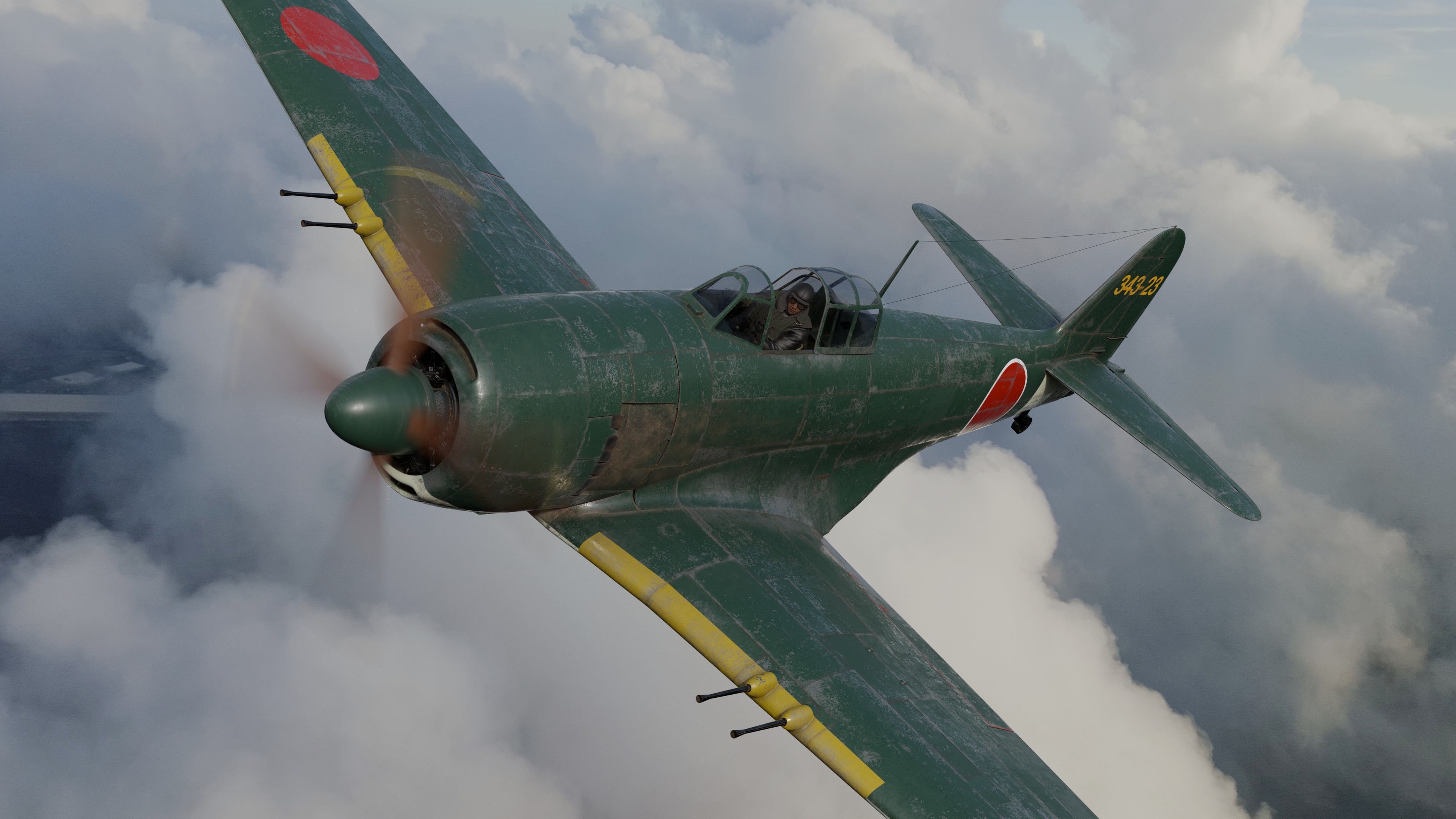 Mitsubishi A6M Zero, N1K2 J George WIP, Blender artists community, 3D modeling, 3840x2160 4K Desktop