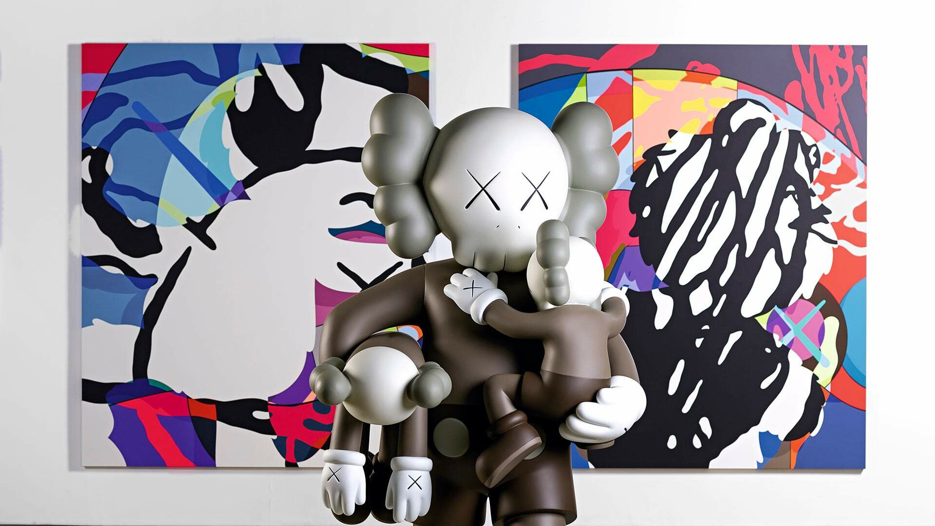 Pop culture sculptures, NGV showcase, Iconic artist KAWS, Concrete playground art, 1920x1080 Full HD Desktop