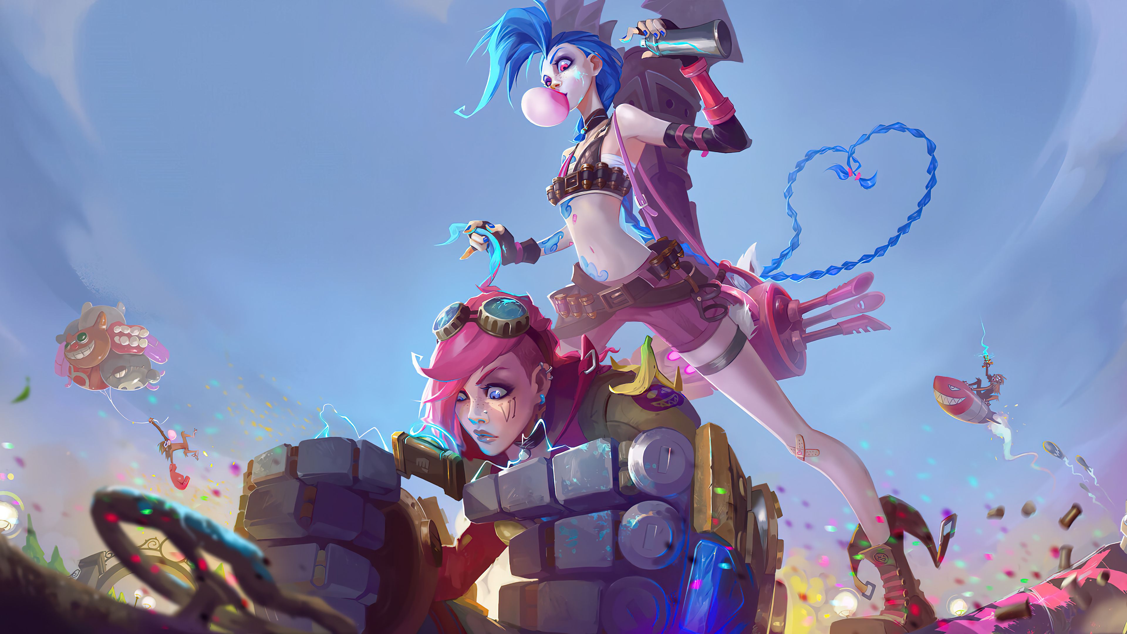 Jinx, Vi, PC Wallpaper, Artistic Showcase, 3840x2160 4K Desktop