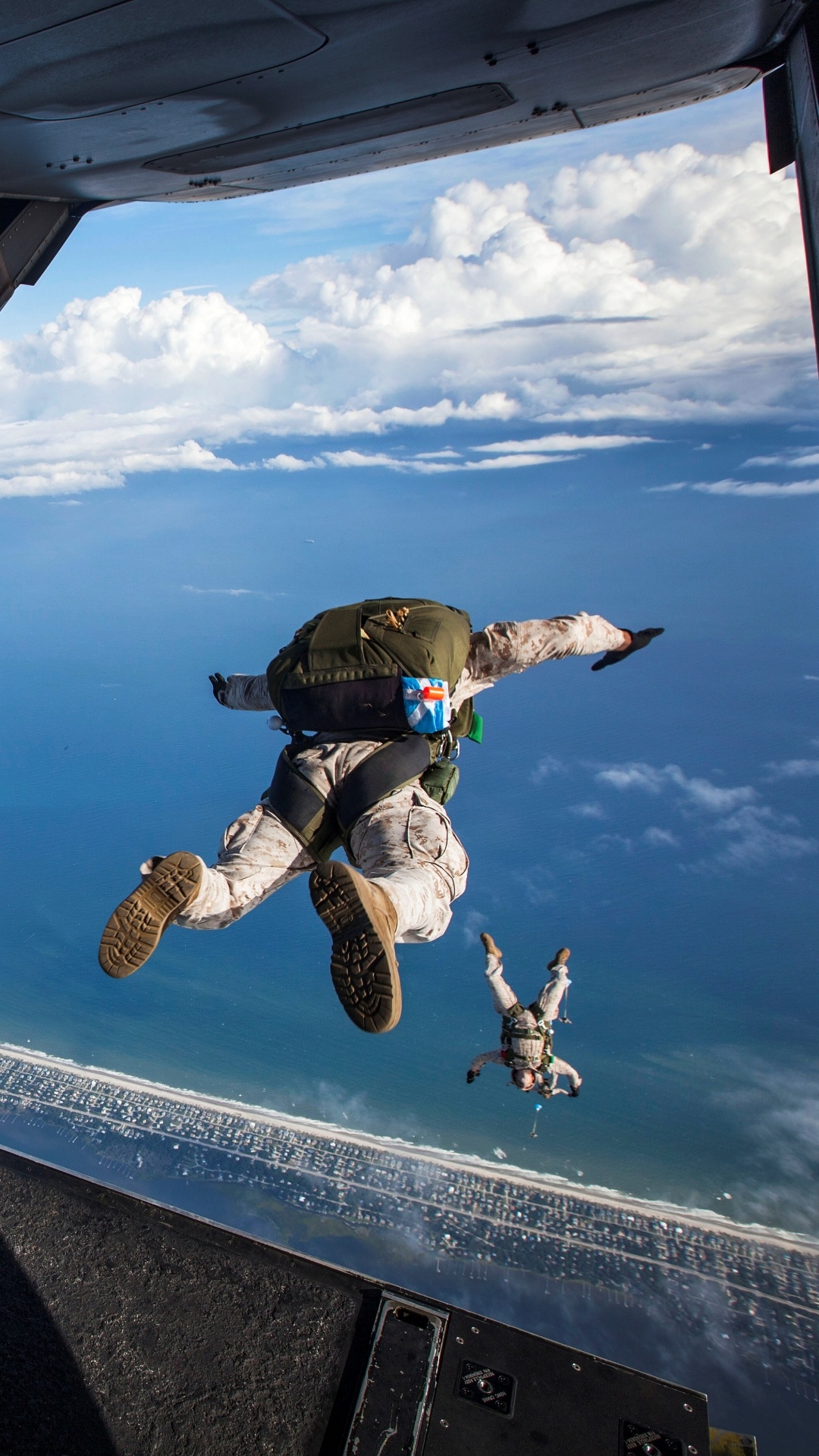 Military paratrooper, Sky-high heroes, Precision jumps, Fearless warriors, 1080x1920 Full HD Phone