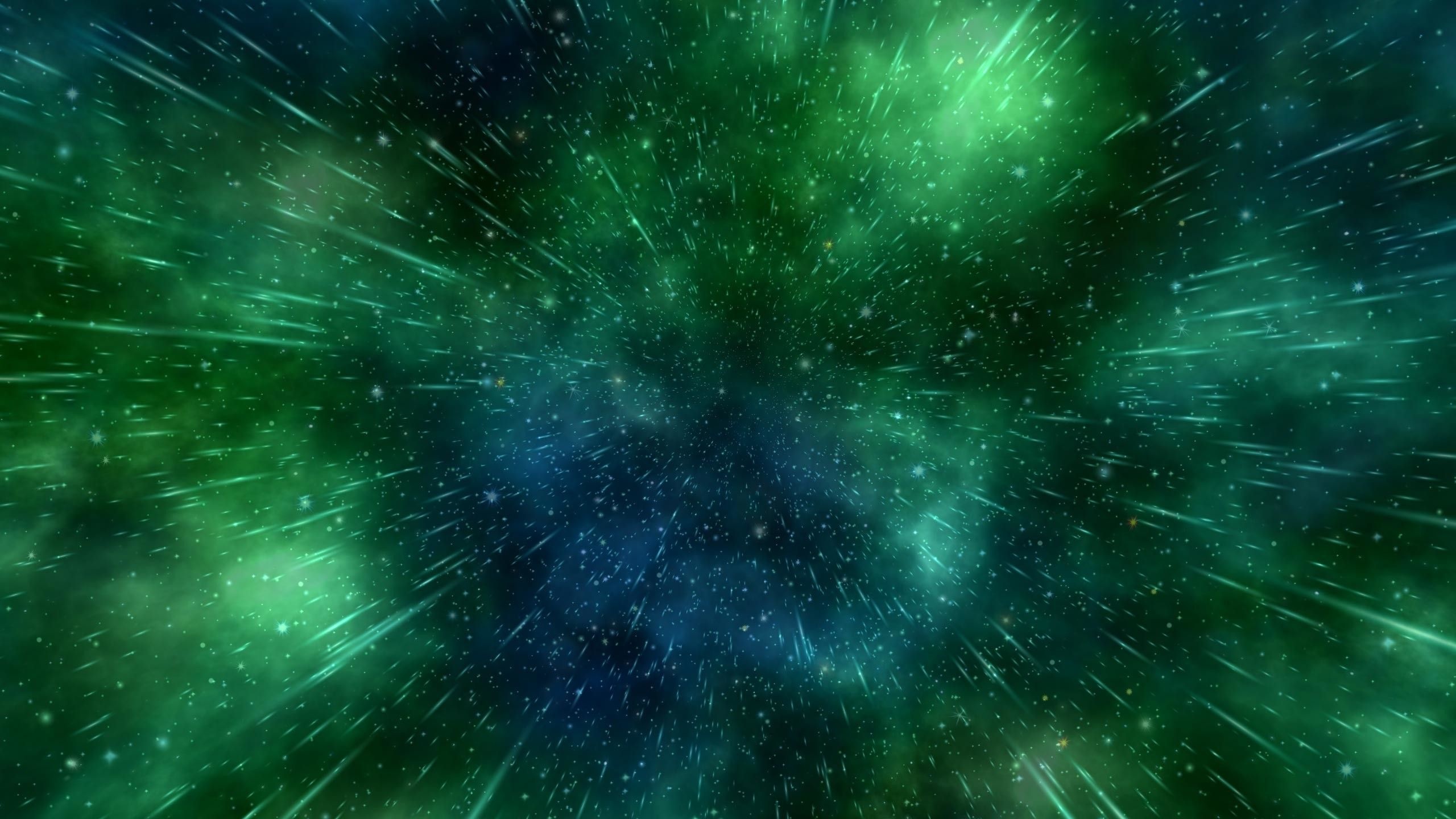 Green Nebula, Ethereal scenery, Cosmic enchantment, Celestial marvel, 2560x1440 HD Desktop