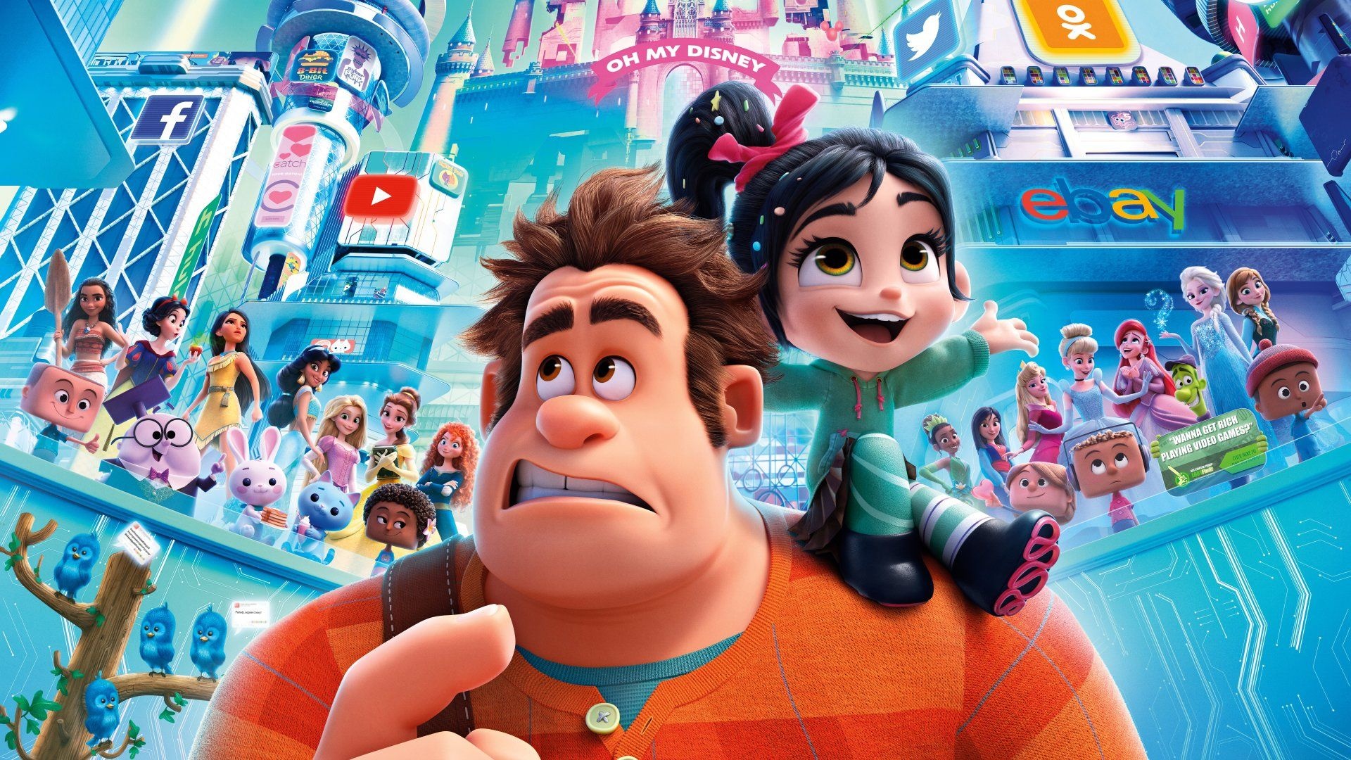 Ralph Breaks the Internet, Animated film, Wreck It Ralph, Digital world, 1920x1080 Full HD Desktop